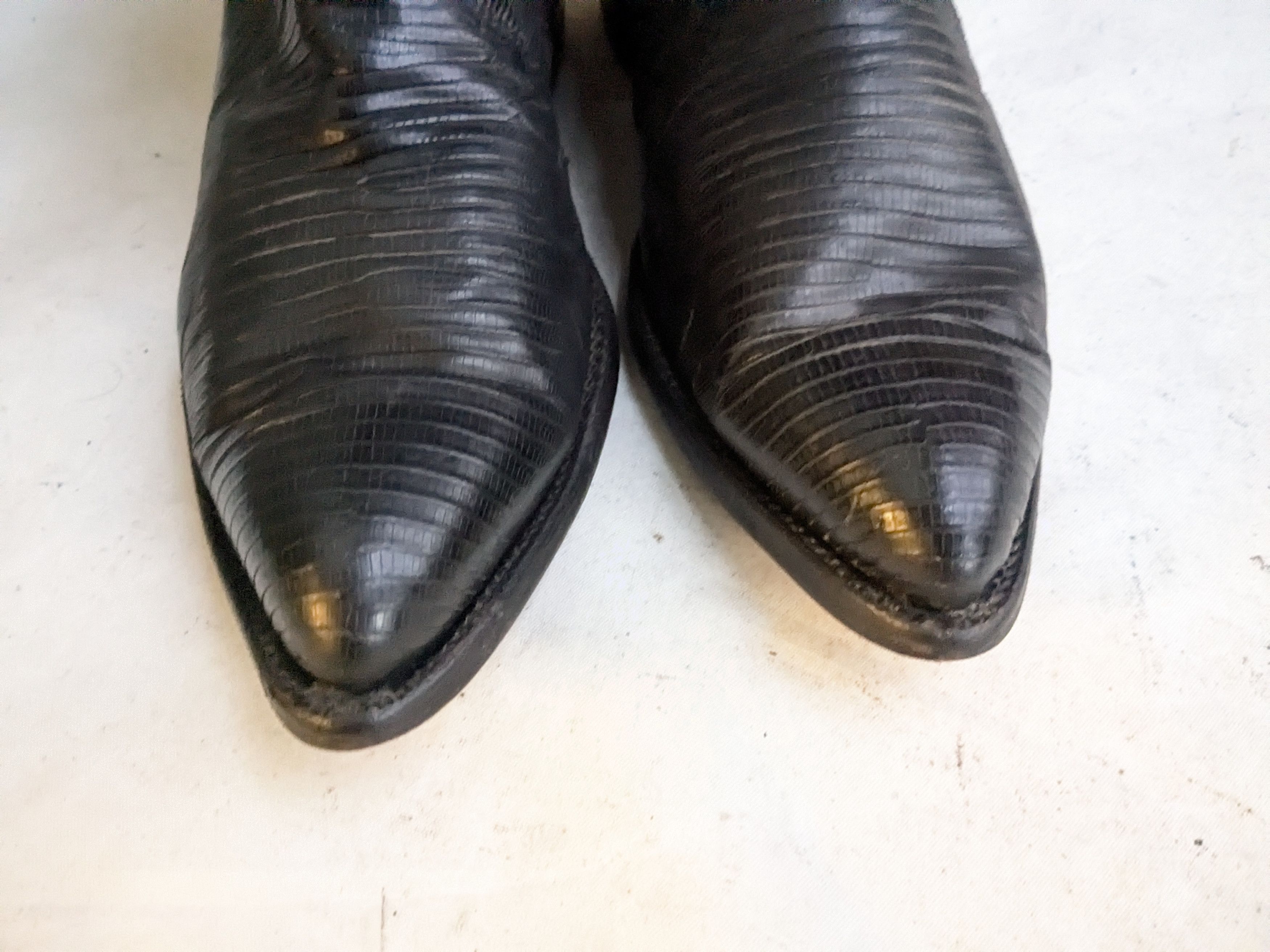 Tony Lama Tony Lama Cowboy Boots Black Lizard Leather 9 EE Wide Size US 9 / EU 42 - 2 Thumbnail
