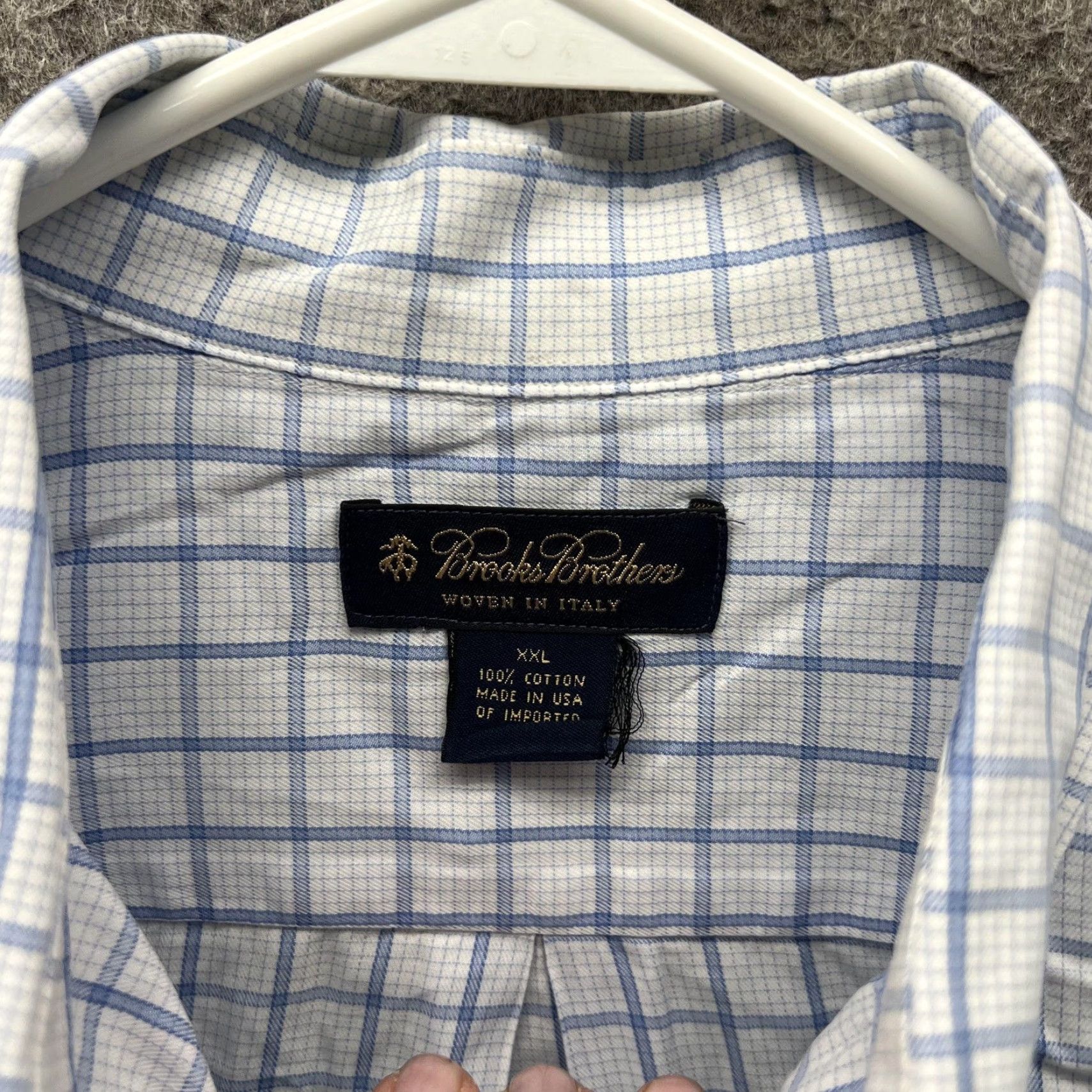 Brooks Brothers Brooks Brothers Dress Shirt Mens 2XL White Blue Check Button-Down USA Classic Shirt Mens 2XL White Check Pattern Button Down Collar Casual Business Size 48R - 6 Thumbnail