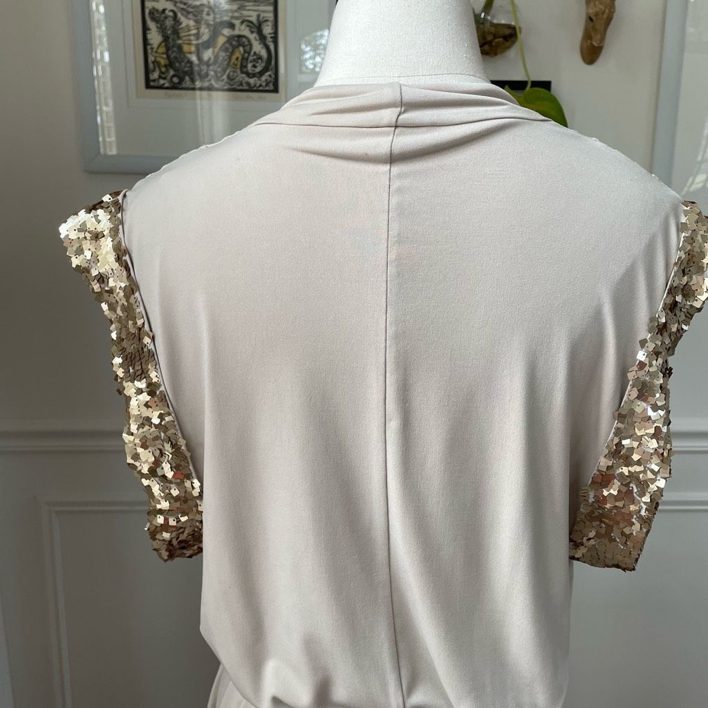 Calvin Klein Calvin Klein Beige Cowl Neck Dress Champaign Sequin 12 Size XL / US 12-14 / IT 48-50 - 5 Thumbnail