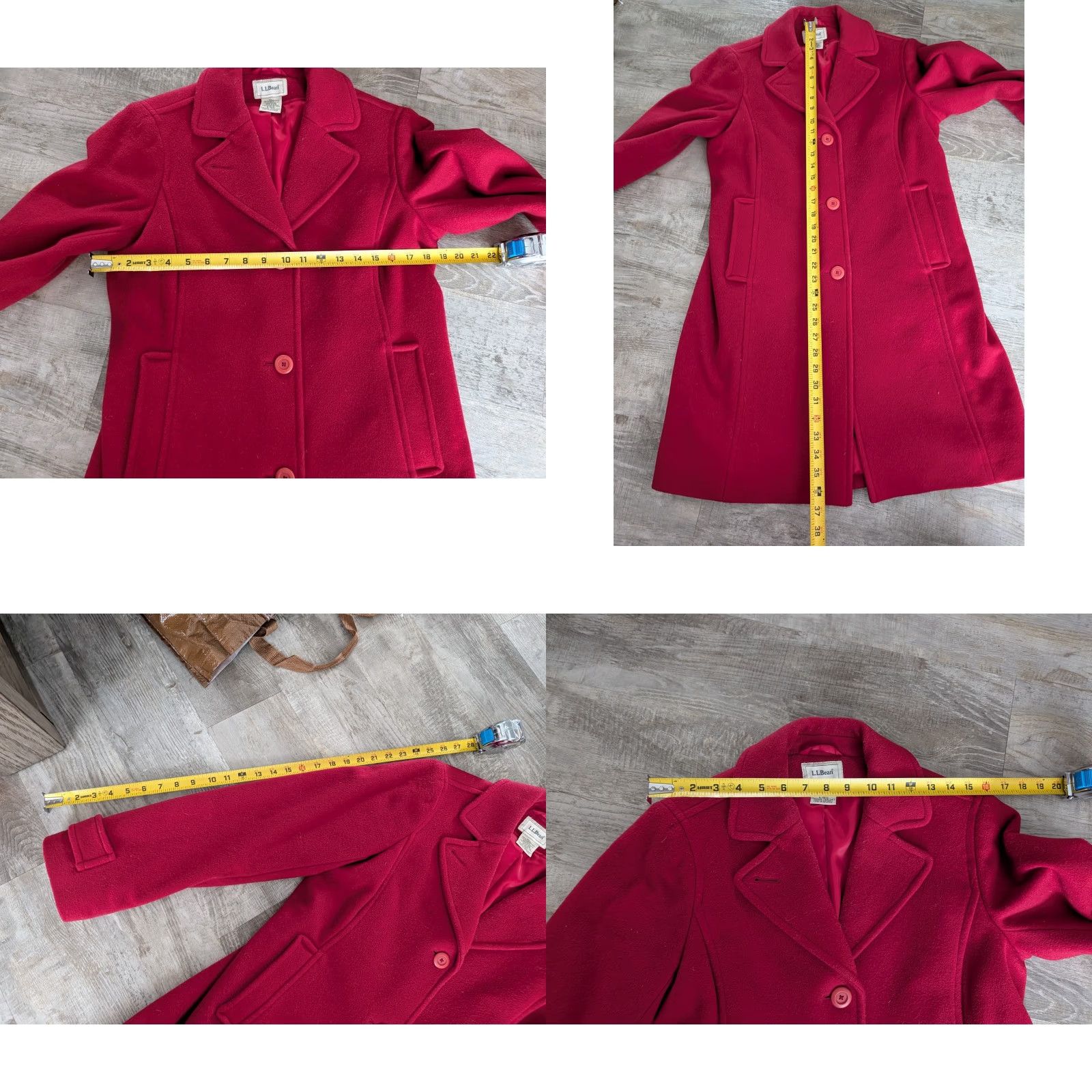 Vintage L.L.Bean Coat Womens 6 Regular Red Lambswool Thinsulate Lined Button Winter Coat Size M / US 6-8 / IT 42-44 - 8 Thumbnail