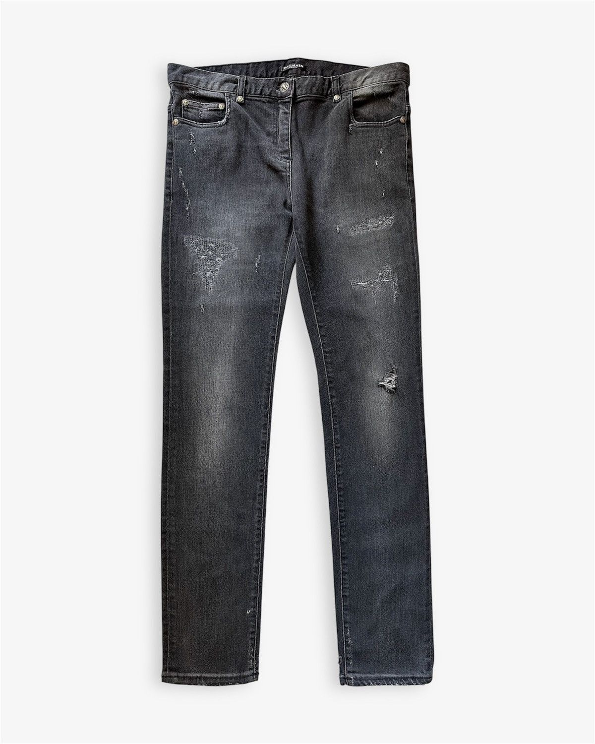 Balmain BALMAIN Decarnin SS2011 Distressed Skinny Gray Denim Jeans Size US 29 - 3 Thumbnail