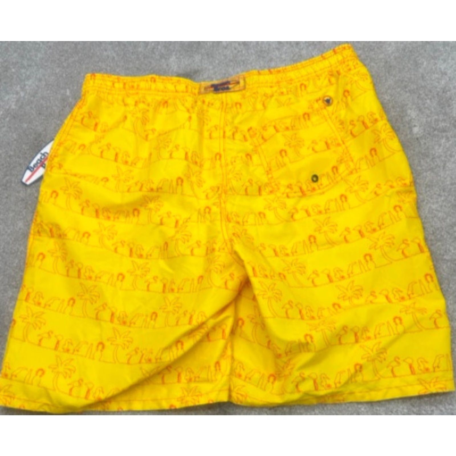 Vintage NWT Beach Bros. Swim Trunks Board Shorts Mens 2XL Yellow Pockets Drawstring Size US 39 - 5 Thumbnail