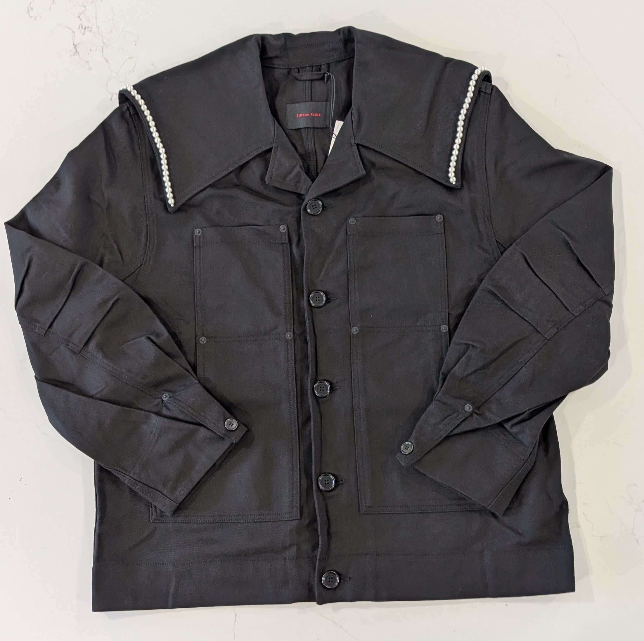 Simone Rocha Simone Rocha Mens Beaded Sailor Collar Workwear Jacket XL Size US XL / EU 56 / 4 - 1 Thumbnail