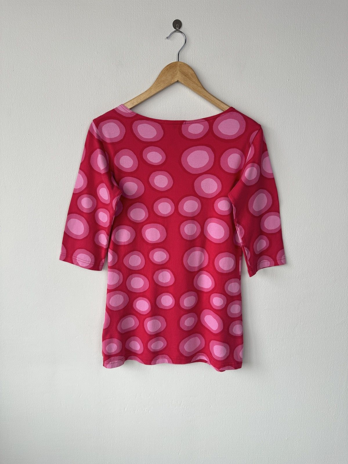Marimekko MARIMEKKO Pink & Red Dot Cotton Jersey Top 3/4 Sleeve Size XS / US 0-2 / IT 36-38 - 2 Thumbnail