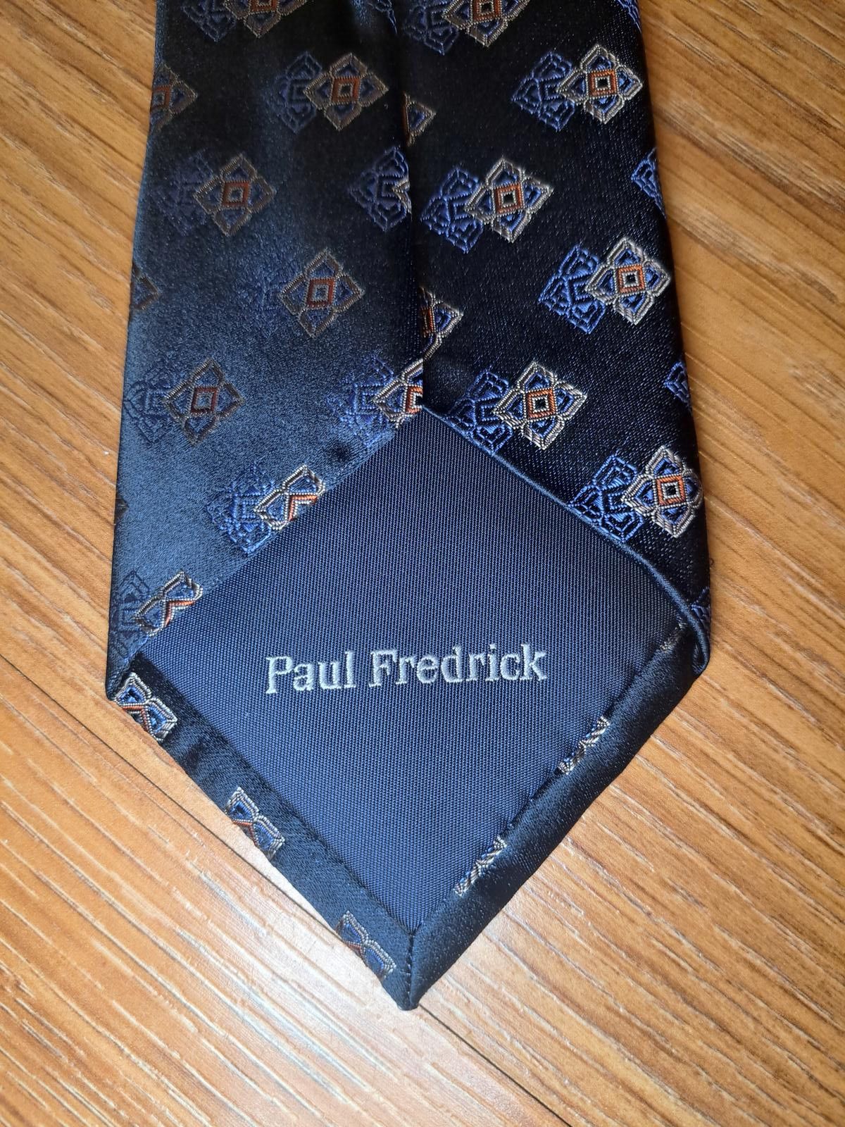 Paul Fredrick Paul Fredrick Silk Tie Blue Multicolor Geometric Necktie Size ONE SIZE - 3 Thumbnail