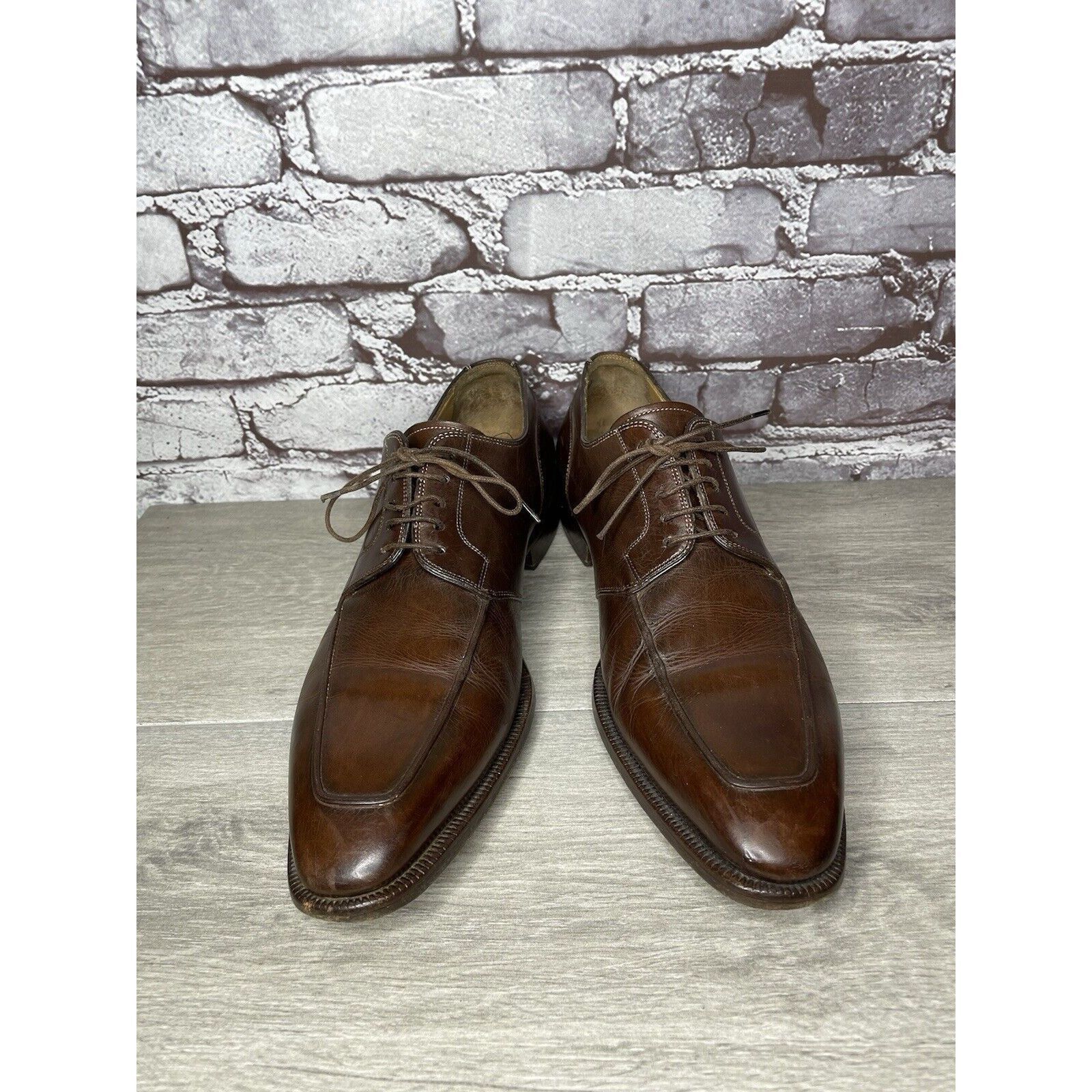 Santoni Santoni Brown Leather Apron Toe Loafers Oxfords Dress Shoes Size US 10 / EU 43 - 23 Thumbnail