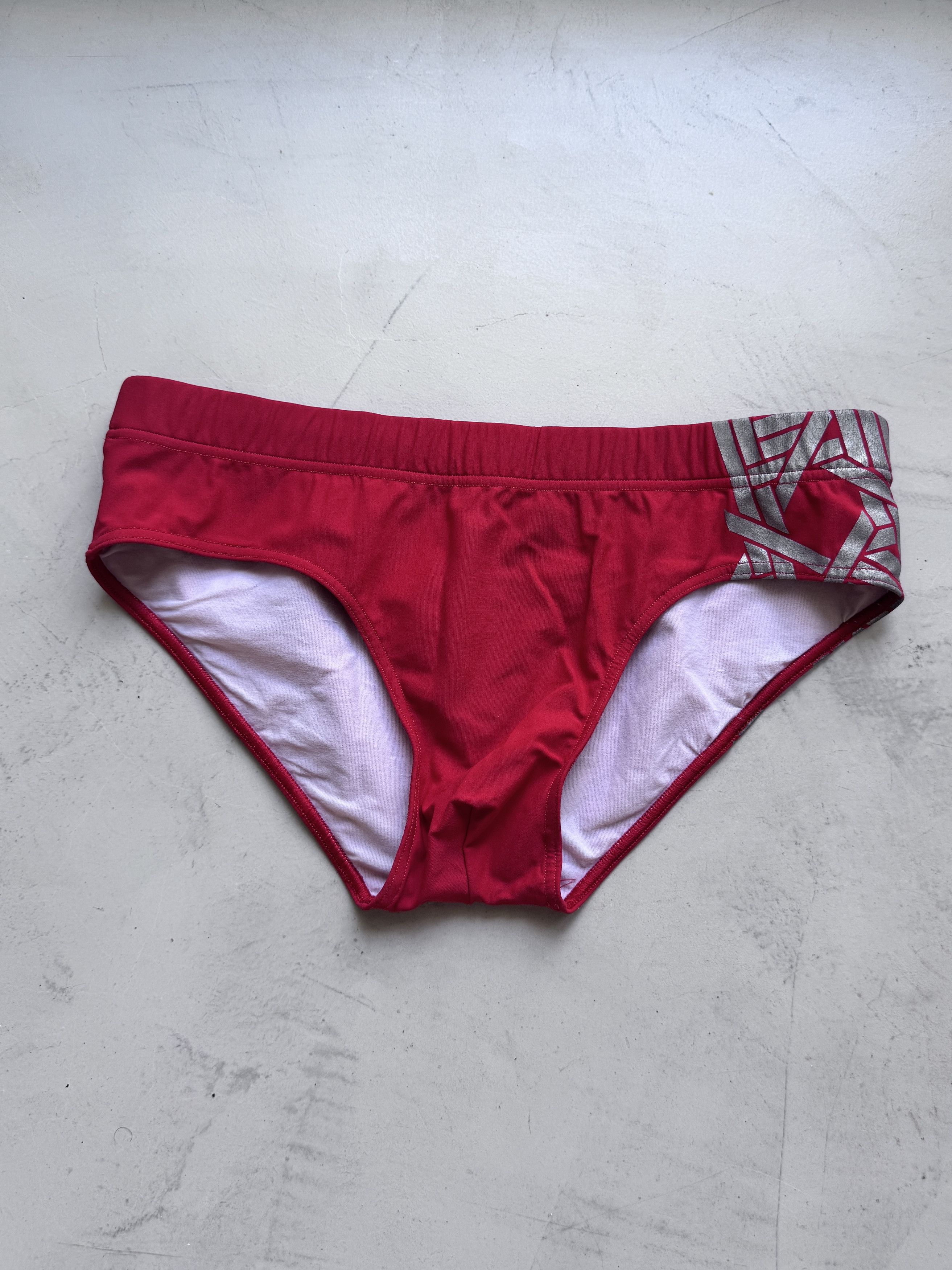 Dior Dior Homme Red with Silver Geometric Print Swim Brief Slip Size US 30 / EU 46 - 1 Thumbnail