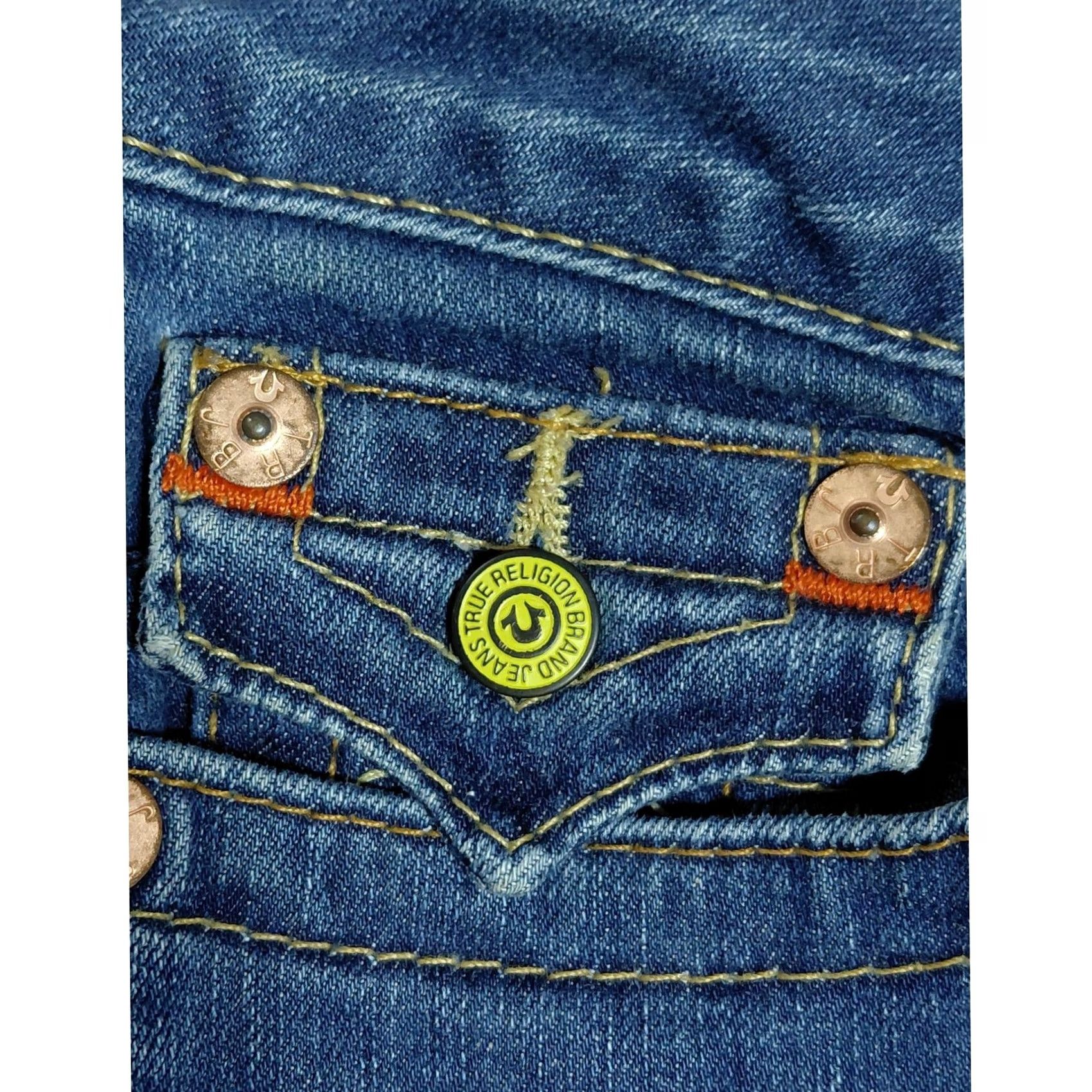 True Religion VINTAGE True Religion Jeans Denim Blue Solid Women Size 25 Jeans Bootcut Mid Rise Regular Stretch Button Logo 811 J Brand 811 Size 42" / US 20 - 3 Thumbnail