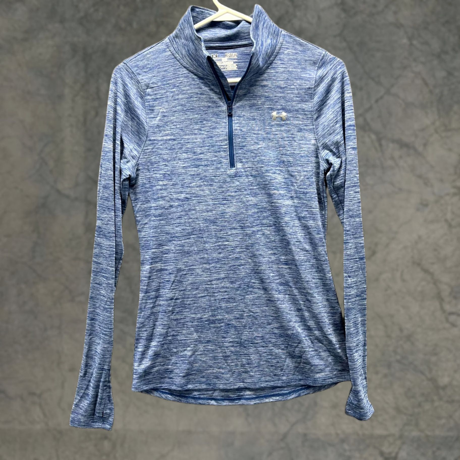 Under Armour Under Armour Pullover Sweatshirt XS Women Blue 1/4 Zip Mock Neck HeatGear Activewear Running & Jogging Size XS / US 0-2 / IT 36-38 - 1 Thumbnail