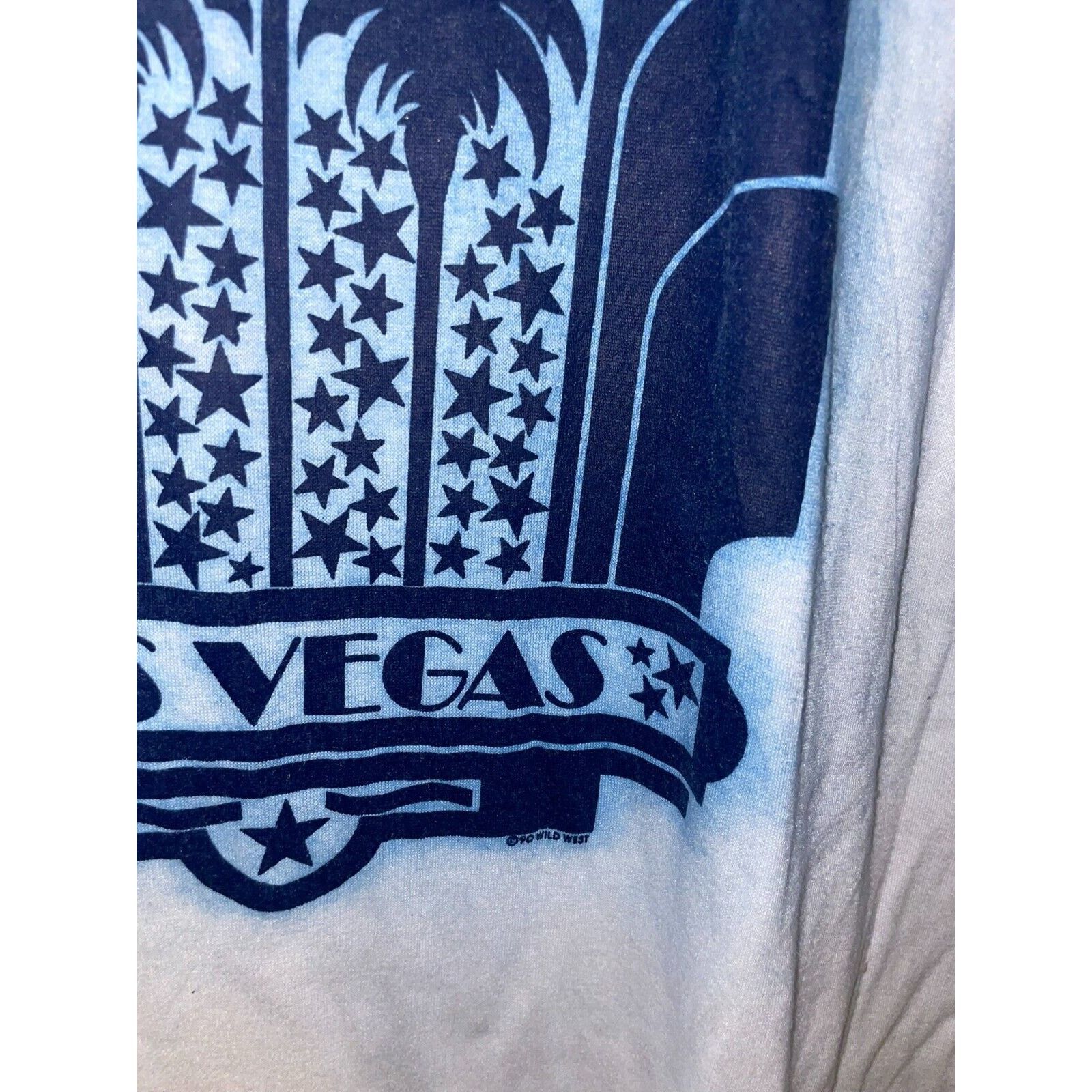 Jerzees 1990 Las Vegas NV Palm Tree Graphic Blue White Shirt VTG 90s Size US XL / EU 56 / 4 - 6 Thumbnail