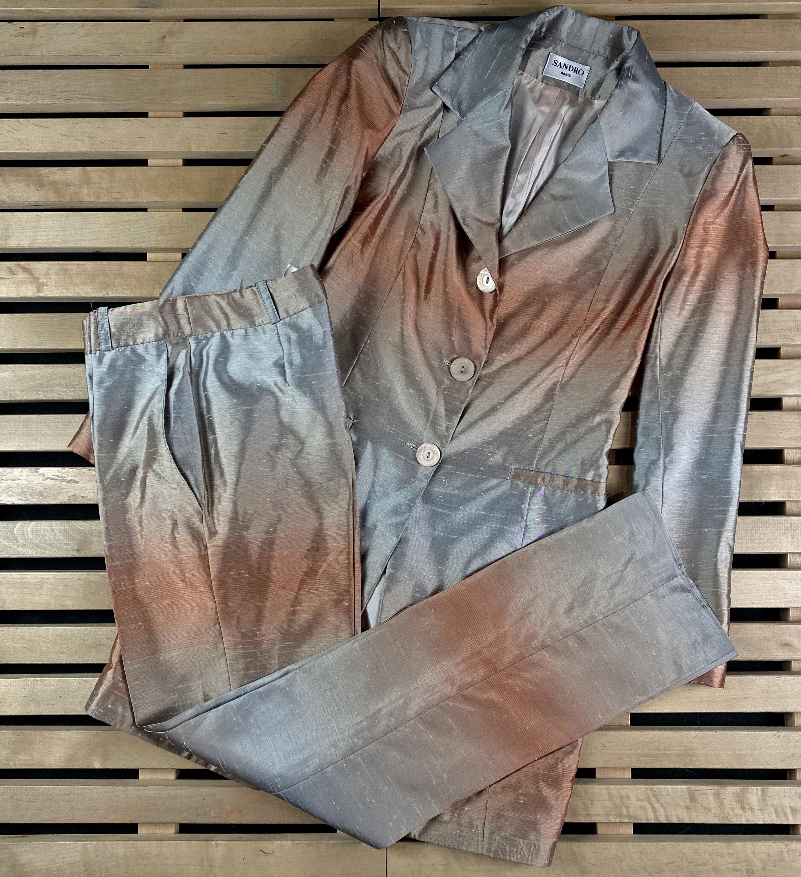 Womens Suit Trench Pants Sandro Paris Vintage Size 38