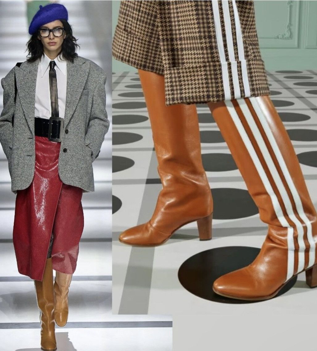 Gucci Gucci x Adidas Knee High Stripe Leather Boots Cognac size 37 Size US 7 / IT 37 - 6 Thumbnail