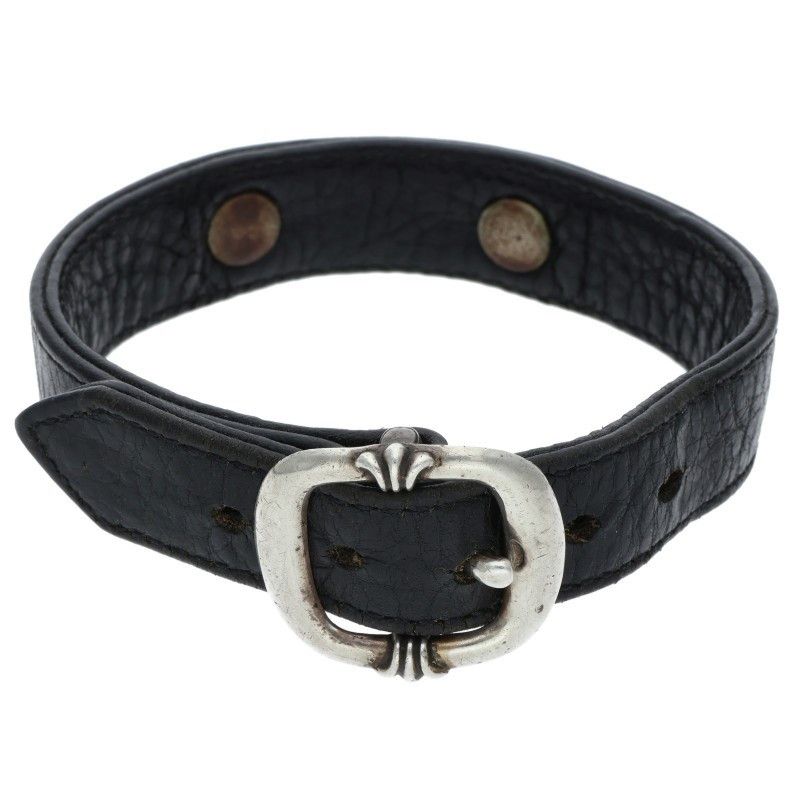 Chrome Hearts Chrome Hearts 3BTN 2SNP Cross Leather Bracelet Size