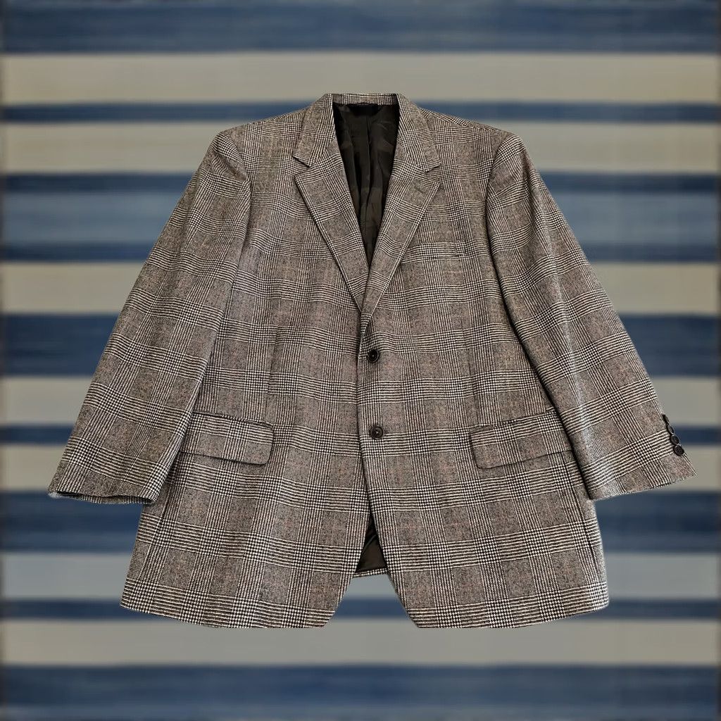 Brooks Brothers Brooks Brothers Blazer Jacket Wool Plaid Gray Mens 46R 2-Button Classic Suit Coat Blazer Size 46R - 1 Thumbnail
