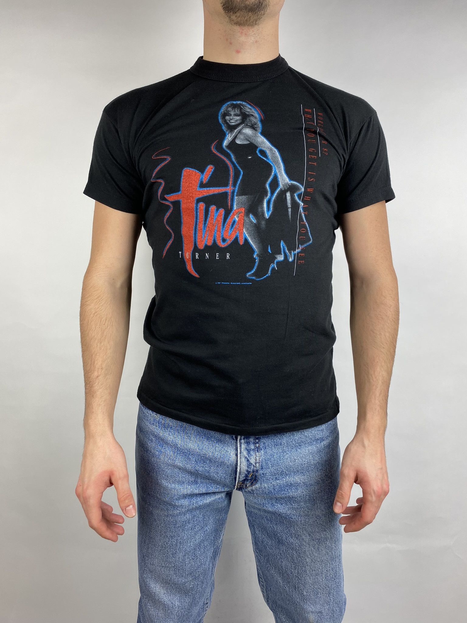 1987 Tina Turner World Tour Black Tee tshirt Retro Band