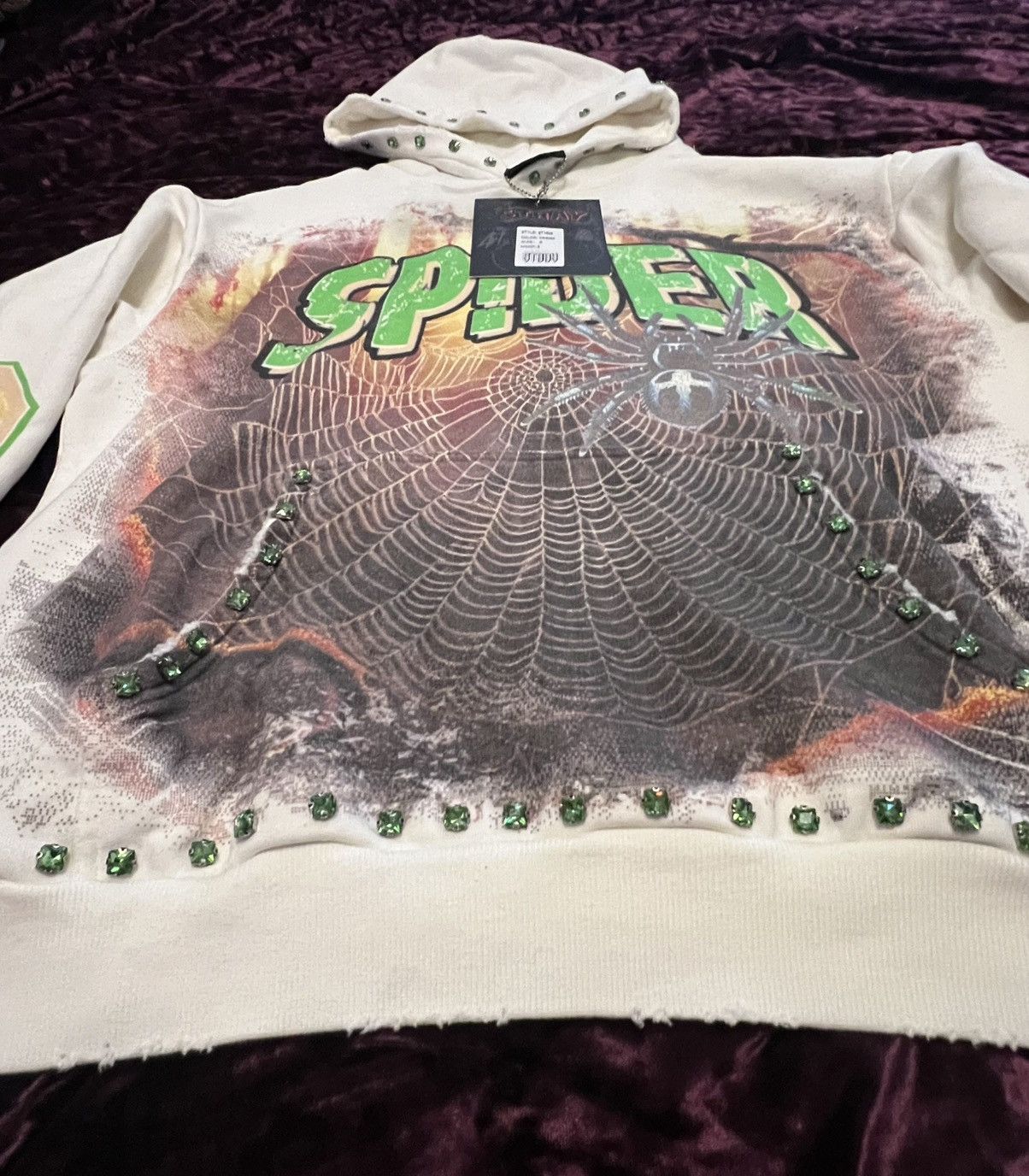 Other Stray Spider Graphic Rhinestone Cream Pullover Hoodie Size S Size US S / EU 44-46 / 1 - 2 Thumbnail