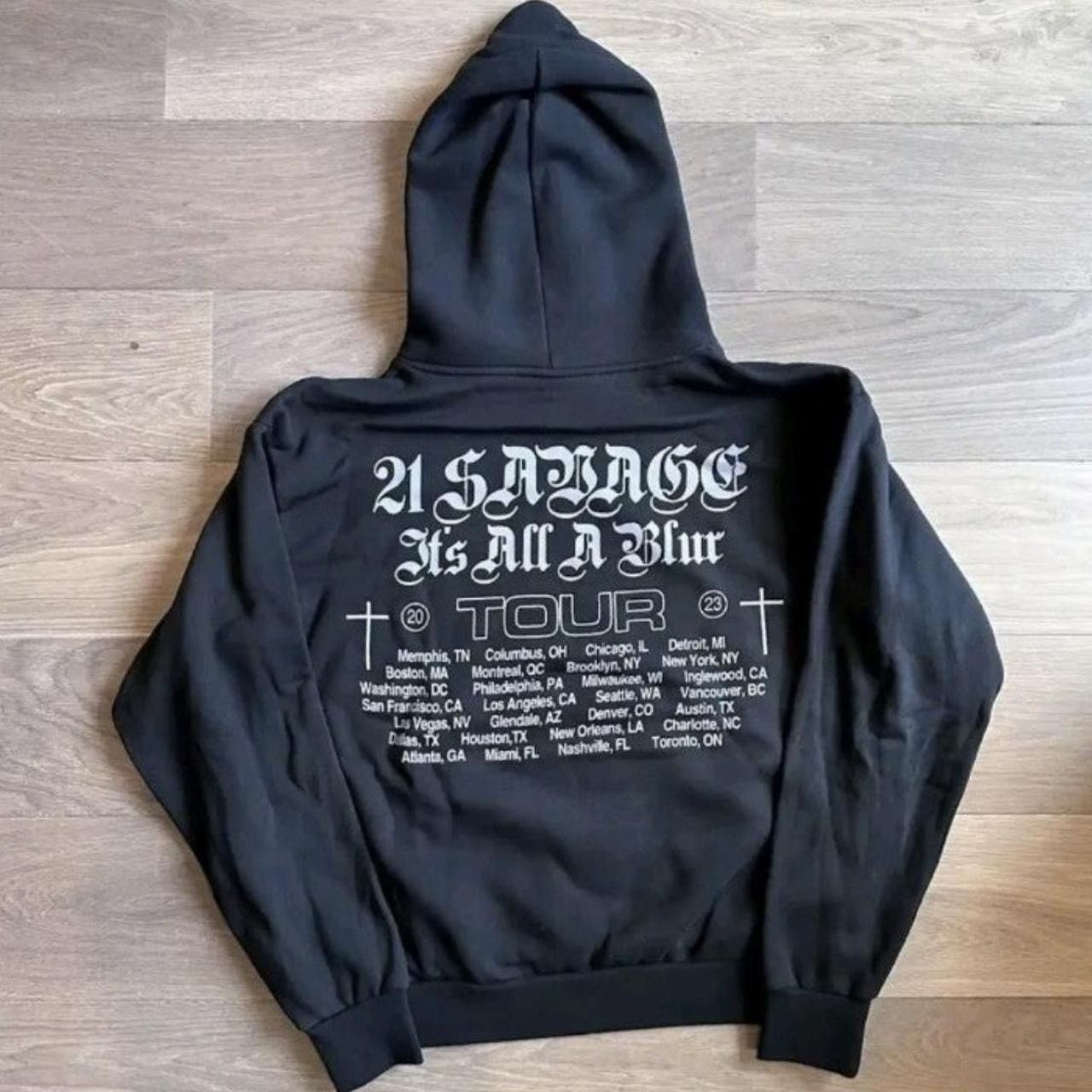 image of 21 Savage It’S All A Blur Tour Hoodie In in Black, Men's (Size 2XL)