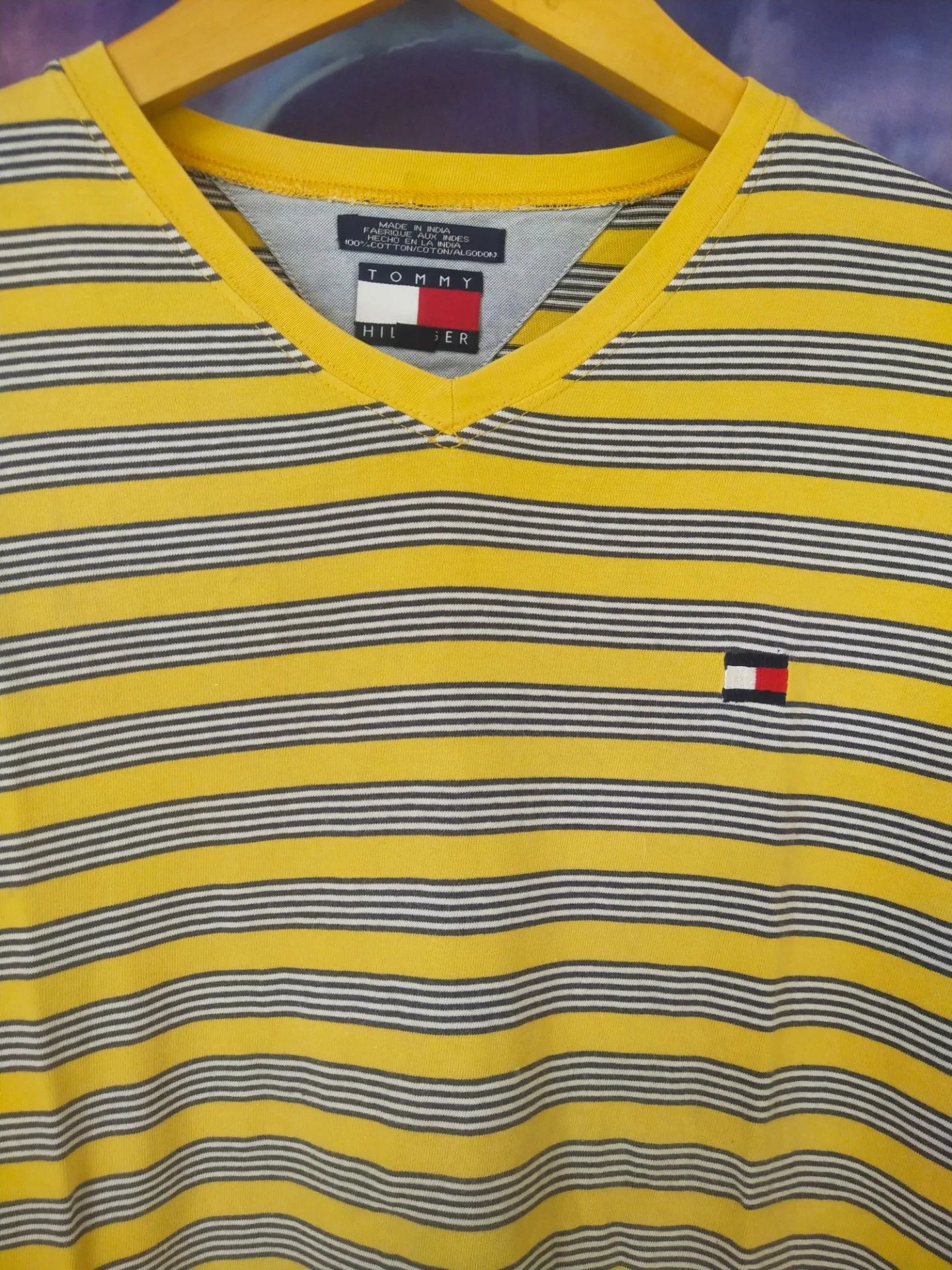 Tommy Hilfiger Vintage Tommy Hilfiger Yellow Striped Longsleeve Size US M / EU 48-50 / 2 - 2 Thumbnail