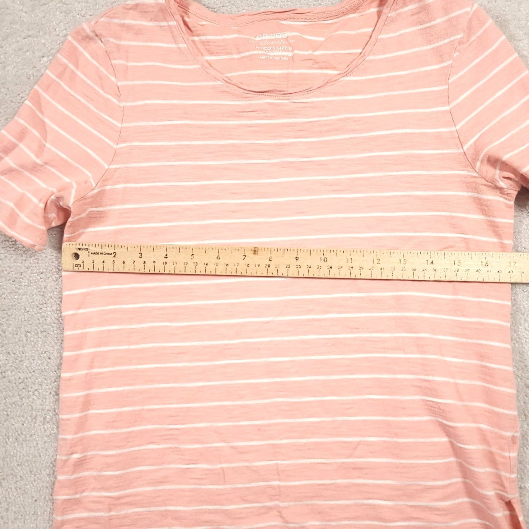 Vintage Chico's Top Womens Small Pink The Ultimate Tee Short Sleeve Stripe Size S / US 4 / IT 40 - 3 Thumbnail