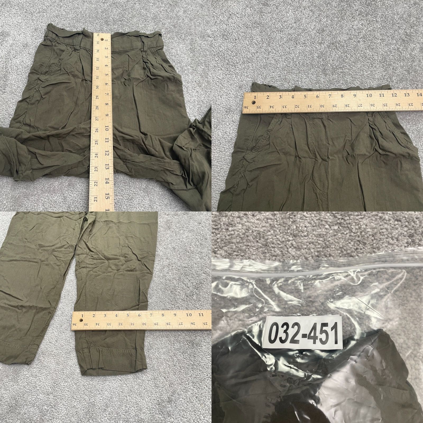 H&M H&M Paperbag Cropped Pants Womens 4 Army Green Tapered High Rise Elastic 24x24 Size 27" / US 4 / IT 40 - 8 Thumbnail