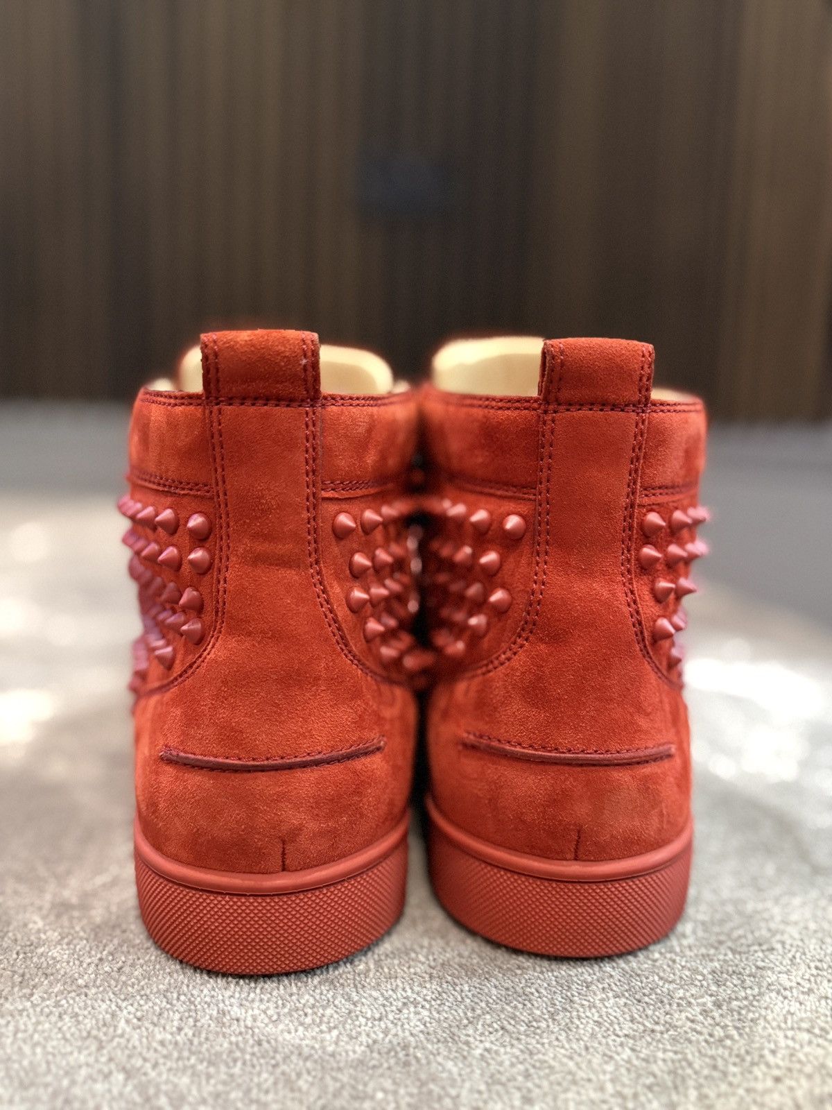 Christian Louboutin Christian Louboutin Red Suede Louis Spikes High Top Sneakers Size US 11 / EU 44 - 8 Thumbnail