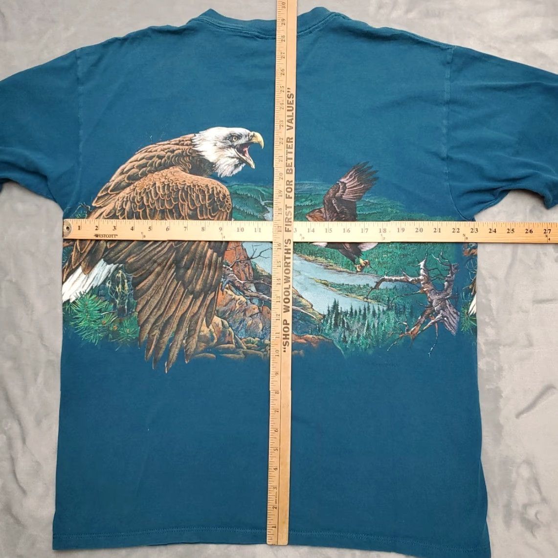 Vintage VTG Glacier Park Shirt Mens XL Teal Bald Eagle Single Stitch 90s Made in USA AOP Size US XL / EU 56 / 4 - 7 Thumbnail