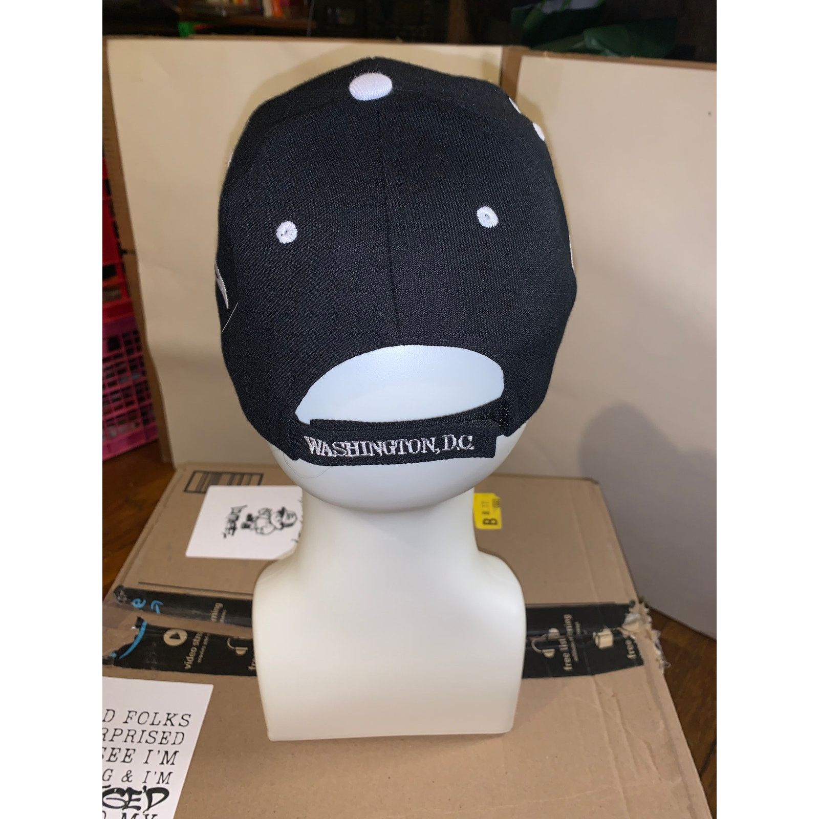 Other Washington DC Eagle American Flag Hat Adjustable Black White Size ONE SIZE - 3 Thumbnail
