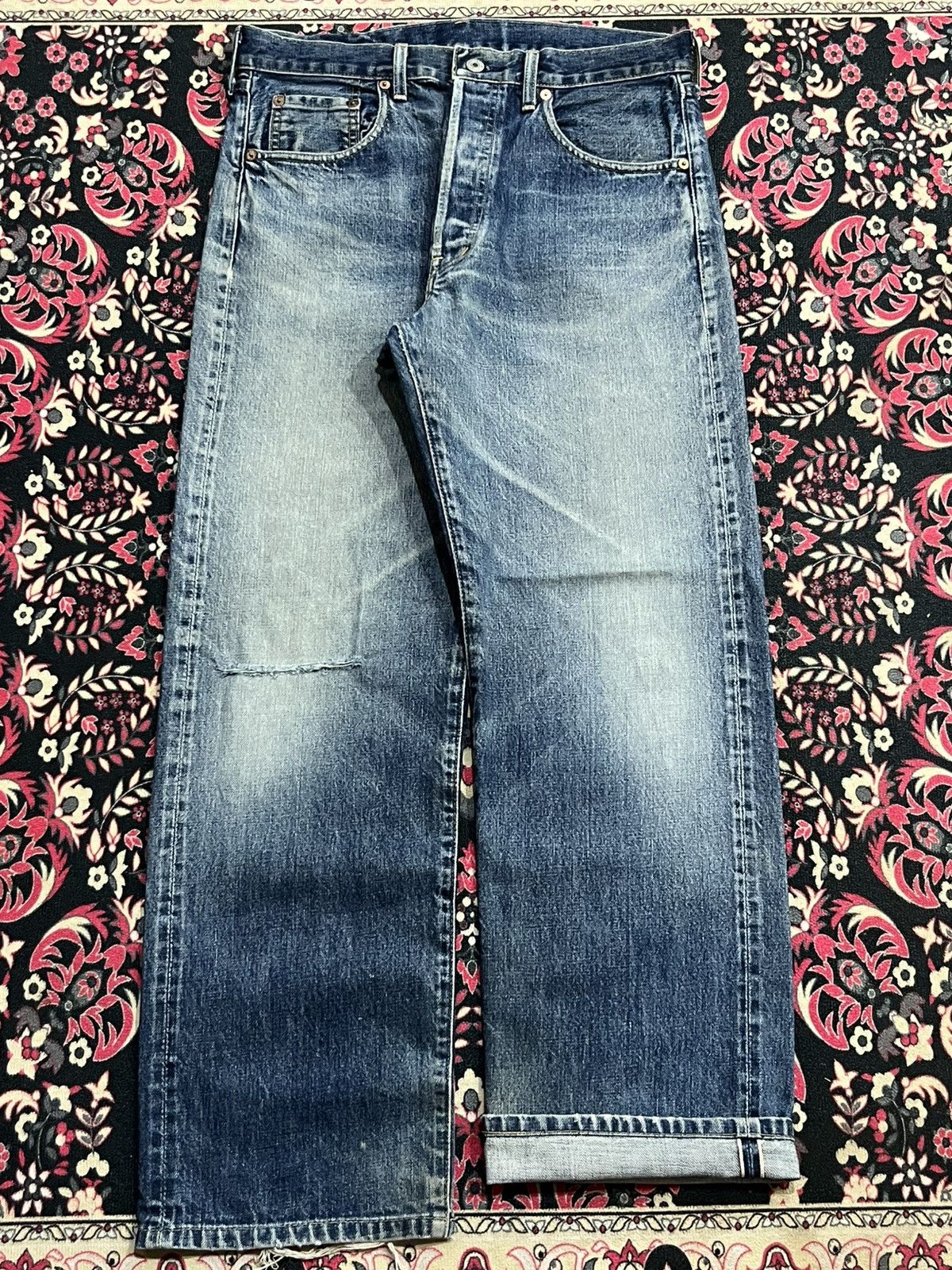 Levi's Levi’s 503BXX Big E Dark Blue Faded Distressed Selvedge Jean Size US 33 - 1 Thumbnail