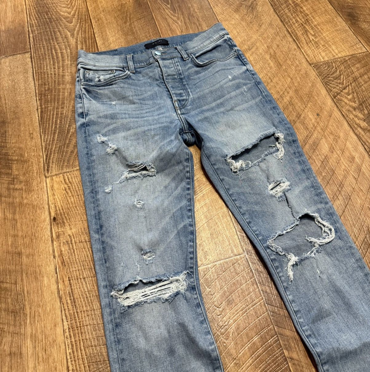 Amiri Amiri Ripped Light Blue Jeans Denim Pants Size US 32 / EU 48 - 3 Thumbnail