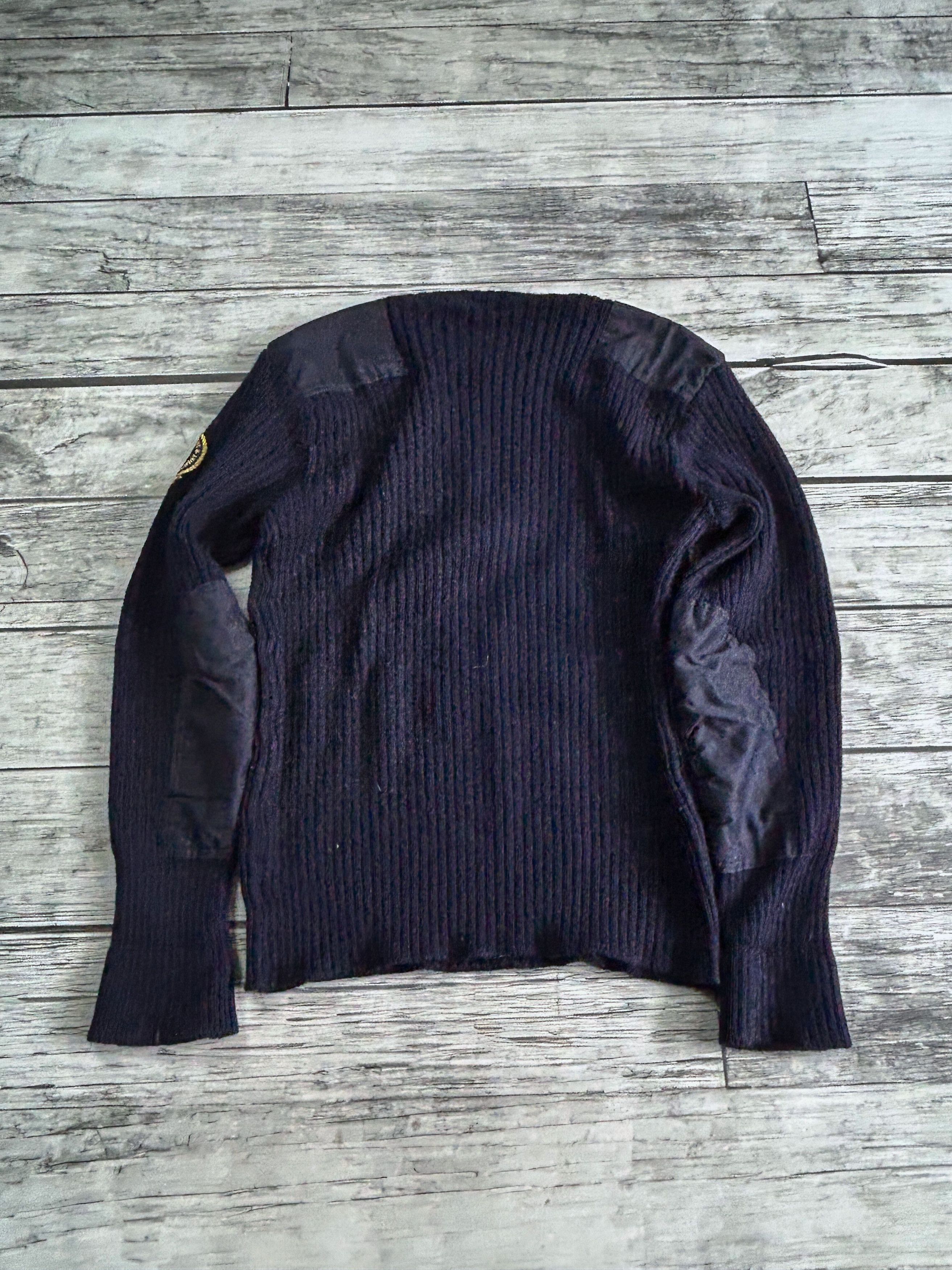 Japanese Brand Navy Military Wool Sweater Elbow Patch Vintage Naval Style Size US L / EU 52-54 / 3 - 7 Thumbnail