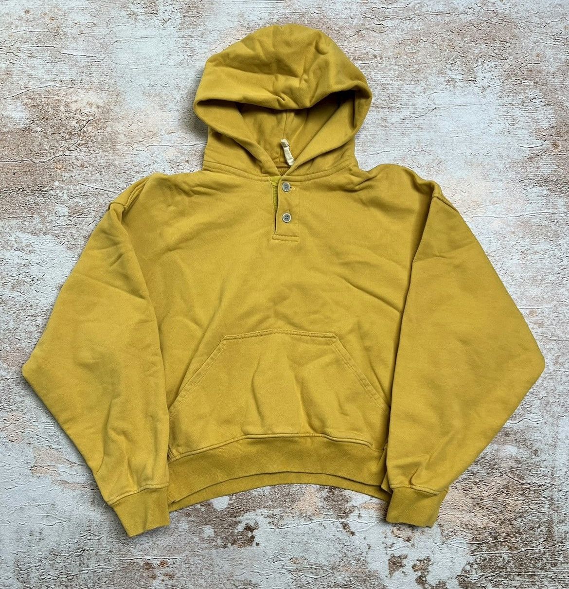 image of Fear Of God Oversized Cropped Hoodie in Yellow, Men's (Size XS)