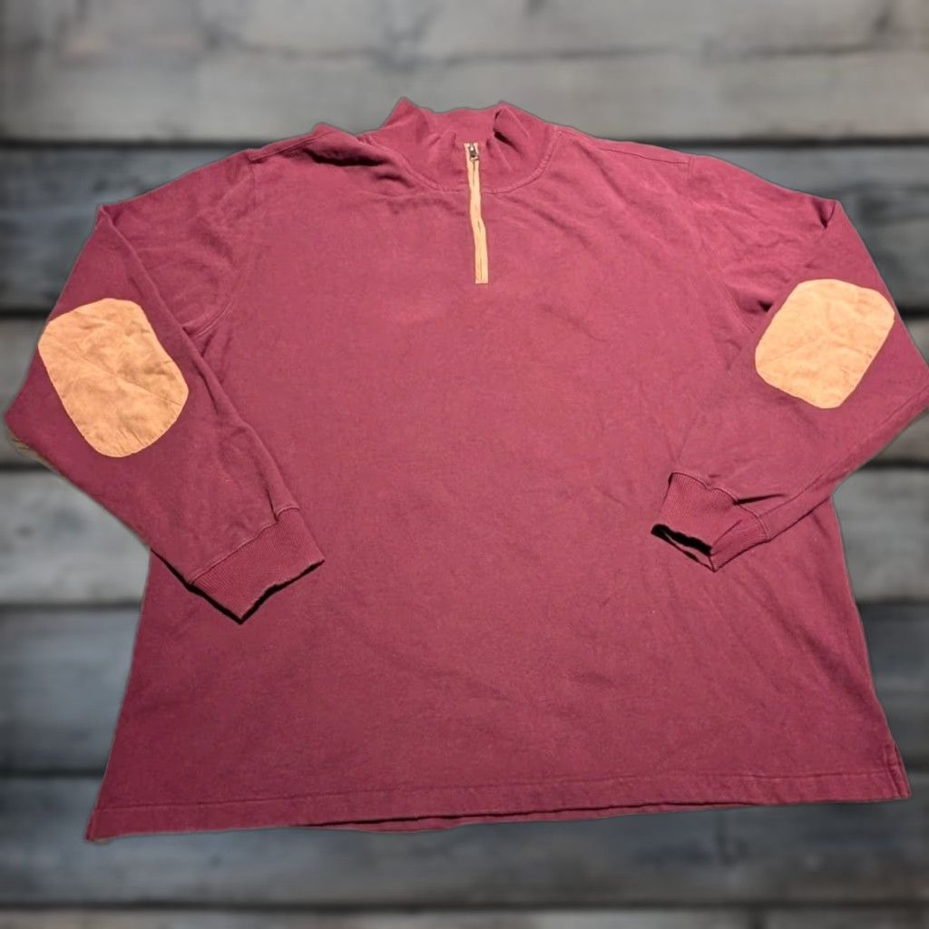 Vintage VINTAGE Woolly Dry Goods 1/4 Zip Long Sleeve Elbow Patches Sweater Sz 3XL Tall Burgundy Size US XXL / EU 58 / 5 - 1 Thumbnail