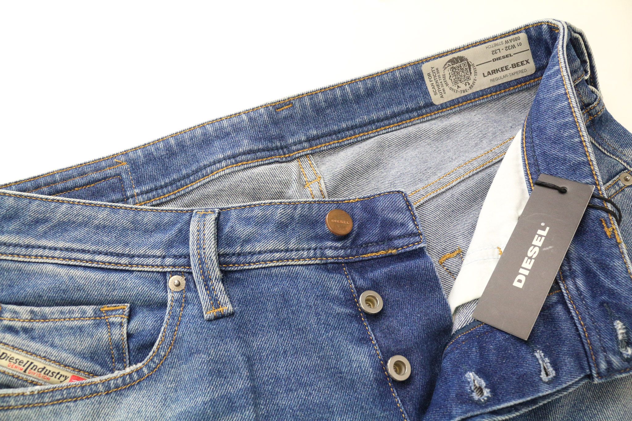 Diesel LARKEE-BEEX 089AW W32/L32 Blue Stretch Jeans 74667 Size US 32 / EU 48 - 3 Thumbnail