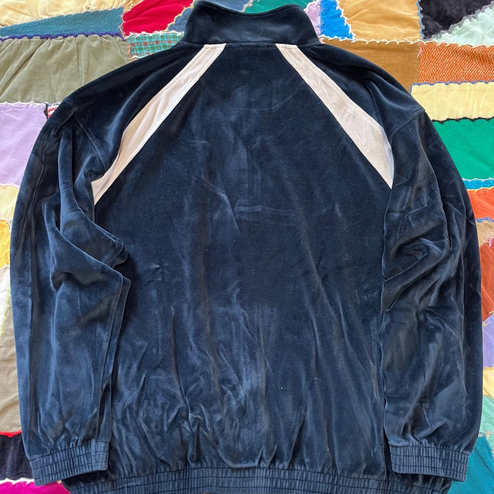 Other Y2K Ultra Soft Black w/ Cream Stripes Full Zip Track Jacket Size US L / EU 52-54 / 3 - 2 Thumbnail