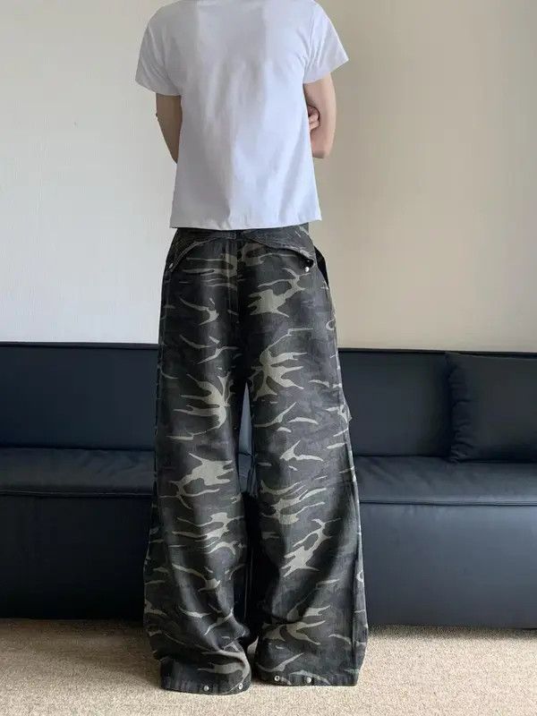Japanese Brand Ema Men's Camouflage Retro Straight Loose All-match Jeans Size US 32 / EU 48 - 5 Thumbnail