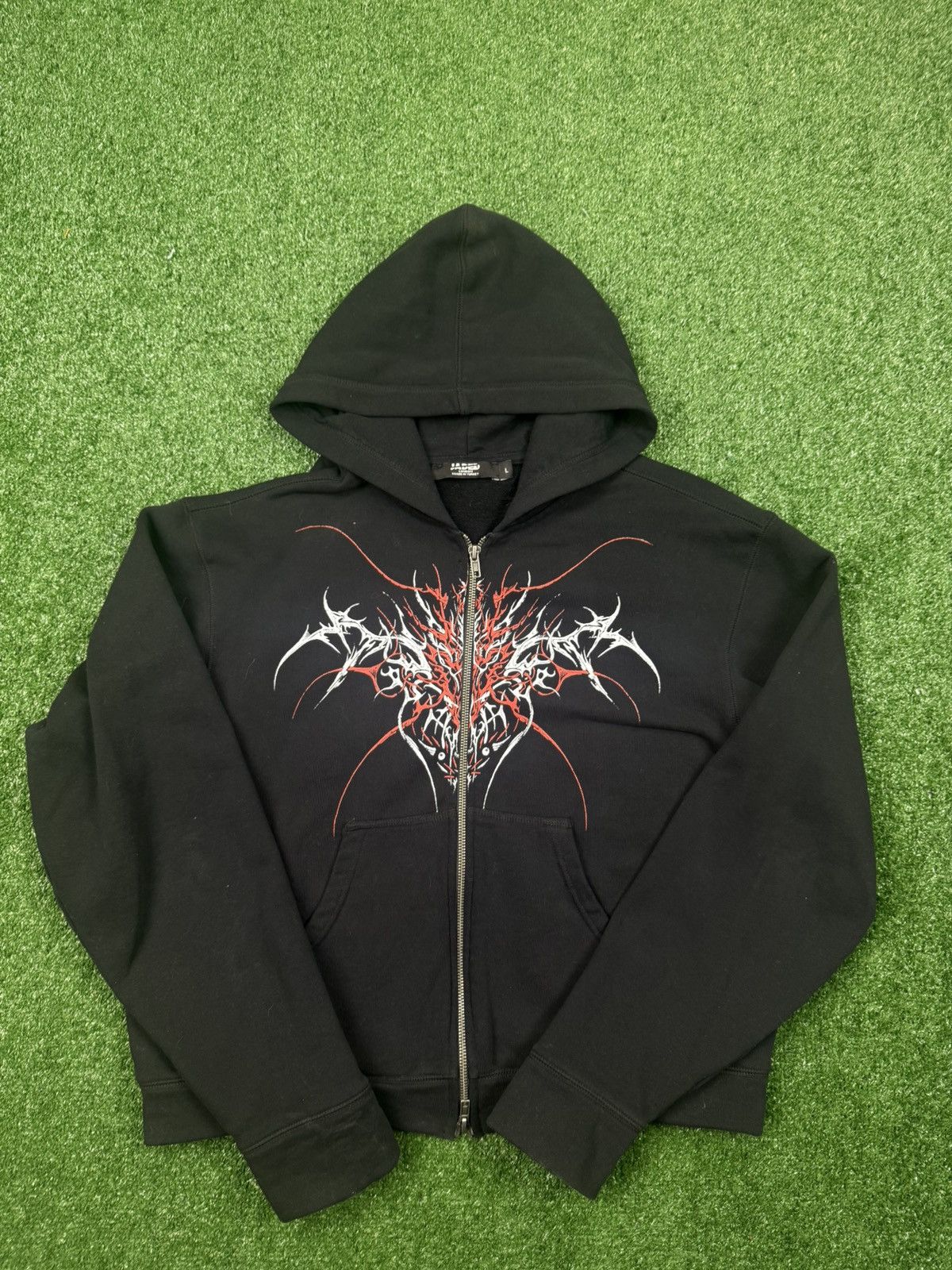 Jaded London Jaded London Zip Hoodie Black Red Graphic Cyber Sigil Y2K L Size US L / EU 52-54 / 3 - 1 Thumbnail