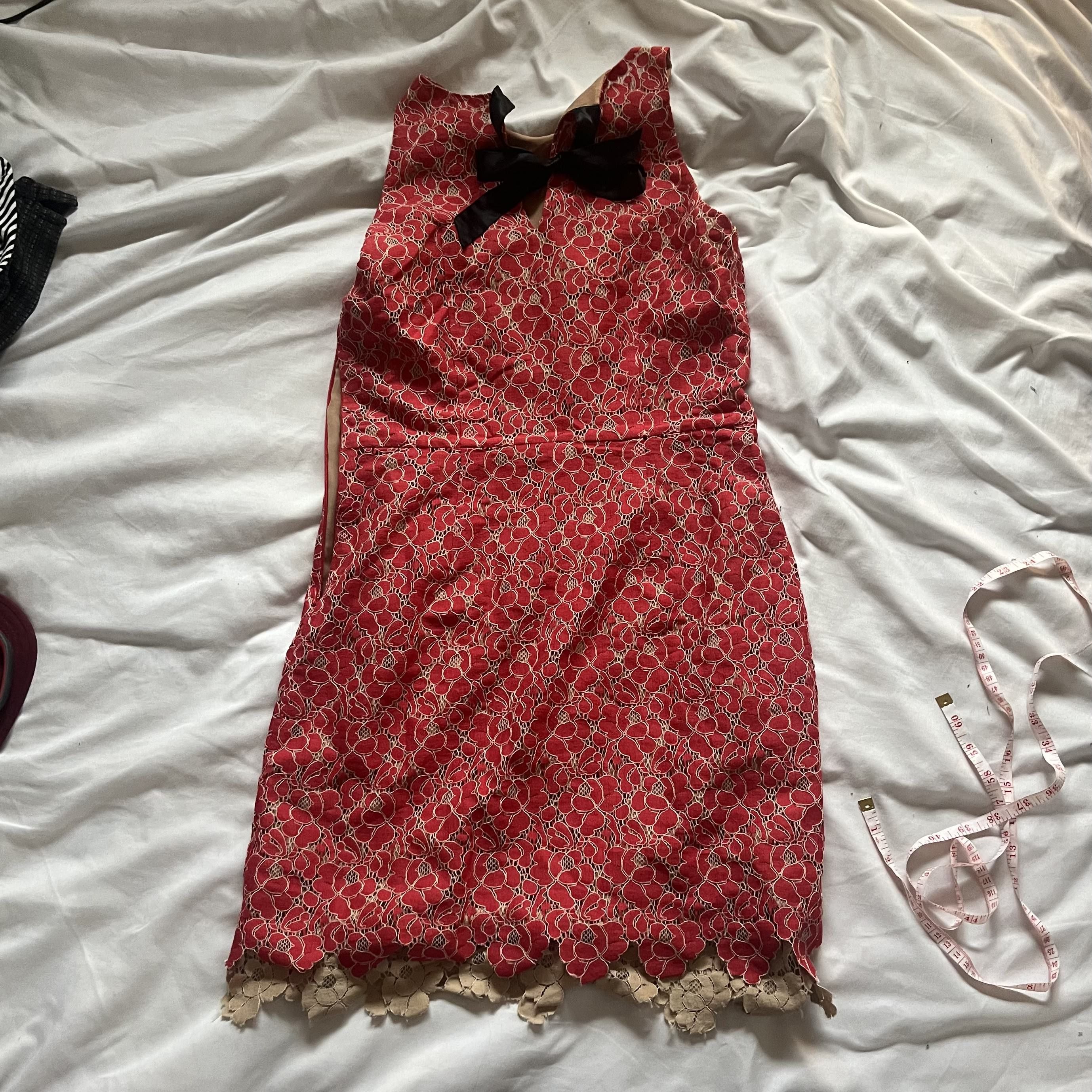 Massimo Dutti Massimo Dutti Red and Tan Flower Dress Size XL / US 12-14 / IT 48-50 - 1 Thumbnail