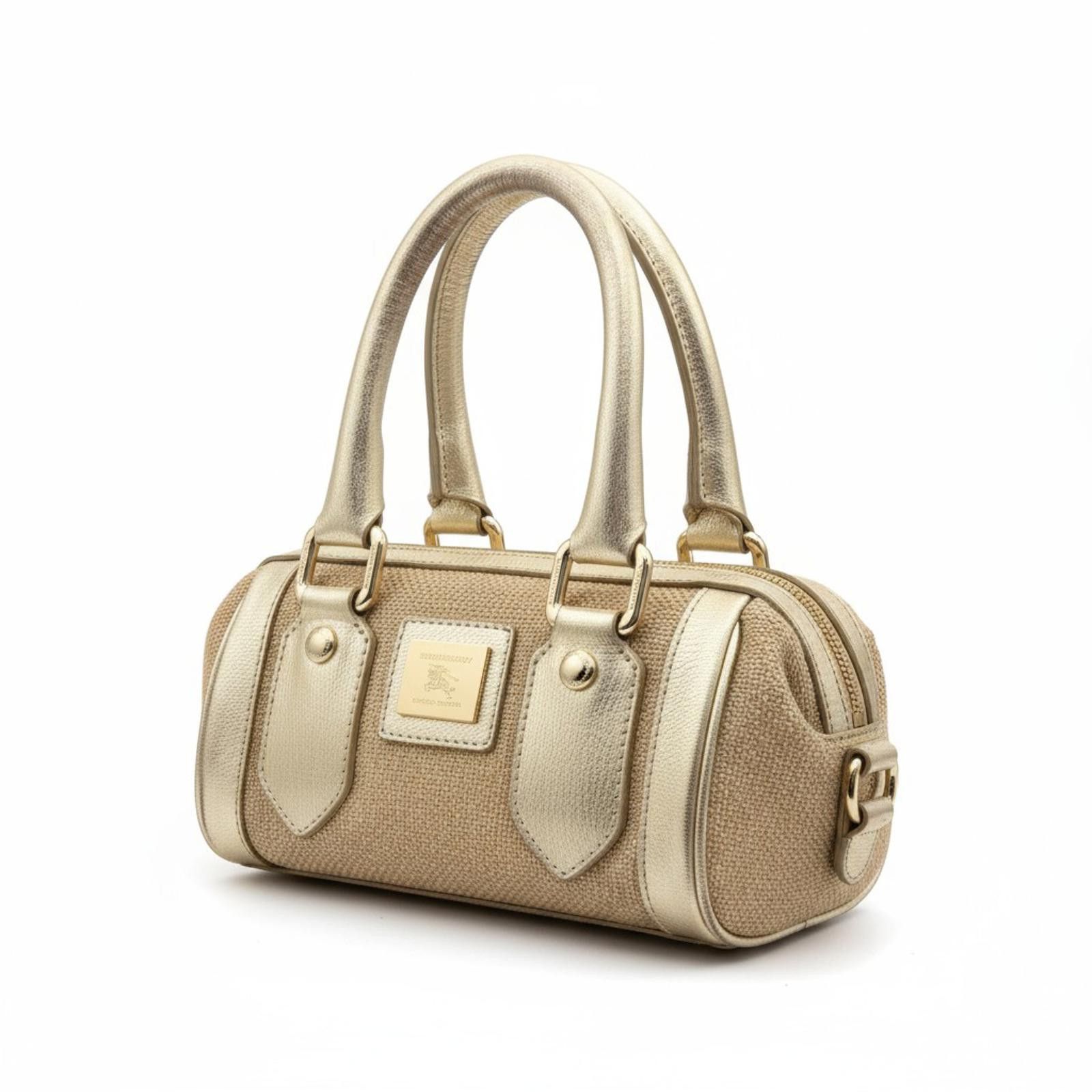 Burberry Burberry - Gold Canvas Leather Handbag Size ONE SIZE - 1 Thumbnail