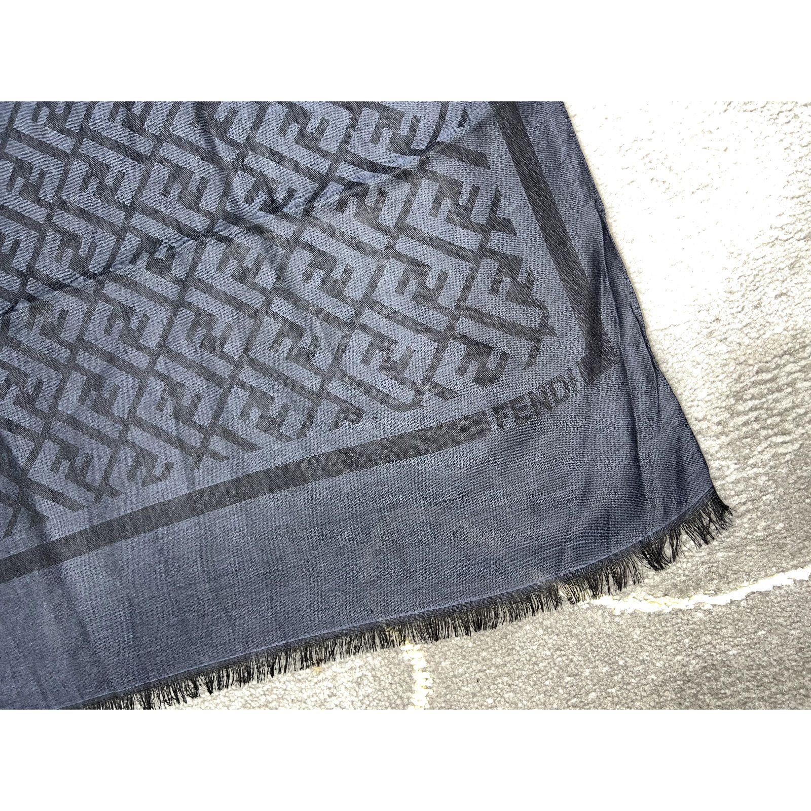 Fendi Fendi Monogram Logo Silk Fringe Hem Wrap Shawl Stole Scarf Size ONE SIZE - 4 Thumbnail