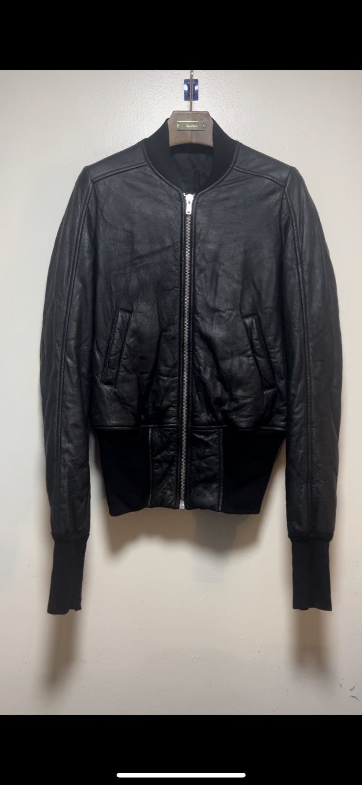 image of Rick Owens Rick Owen’S Leather Jacket in Black, Men's (Size Small)