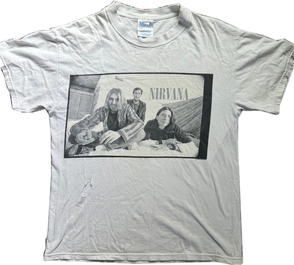 image of Nirvana T Shirt 1996 in White, Men's (Size Medium)