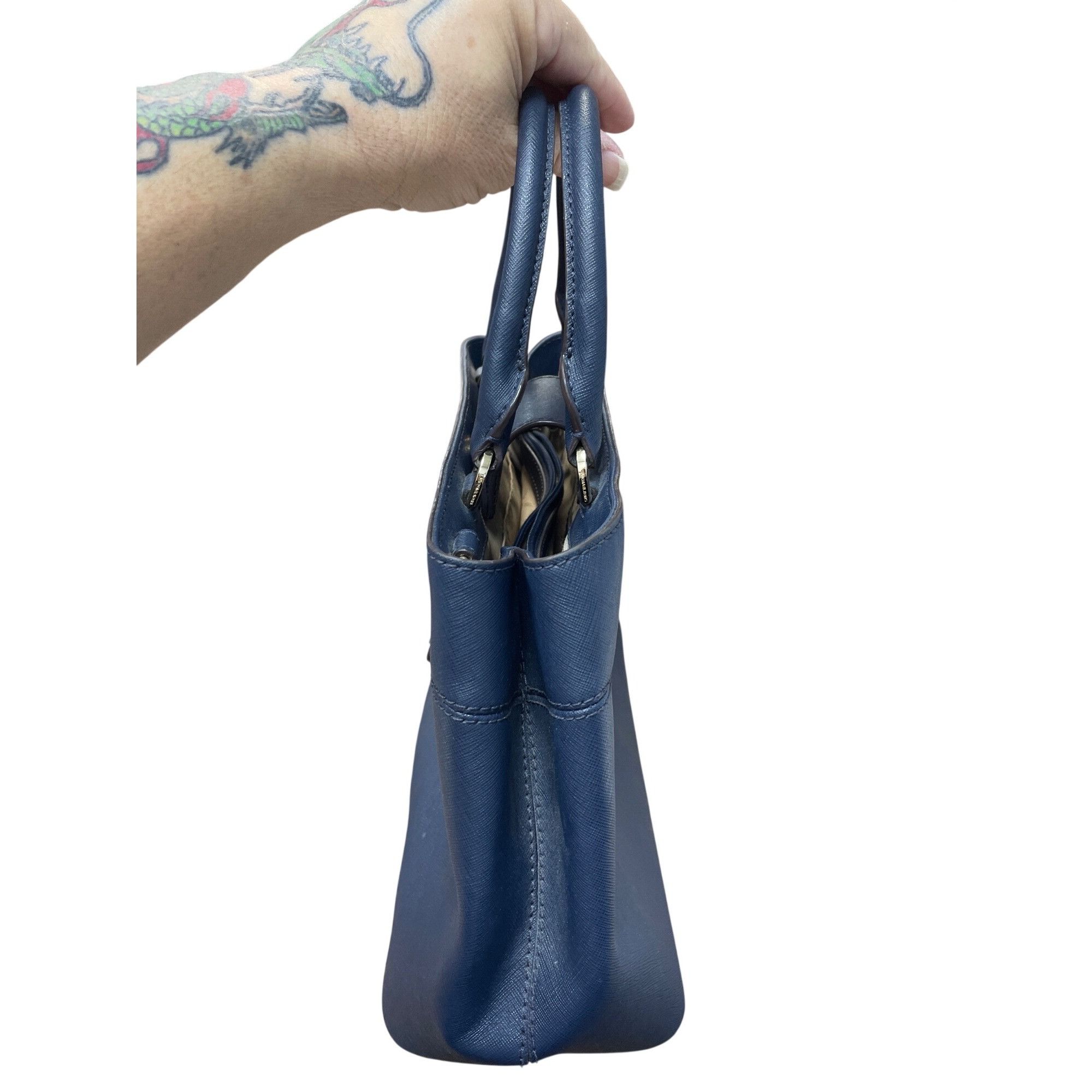 Michael Kors Michael Kors Womans Navy Blue Saffiano Leather Satchell Cros Size ONE SIZE - 9 Thumbnail