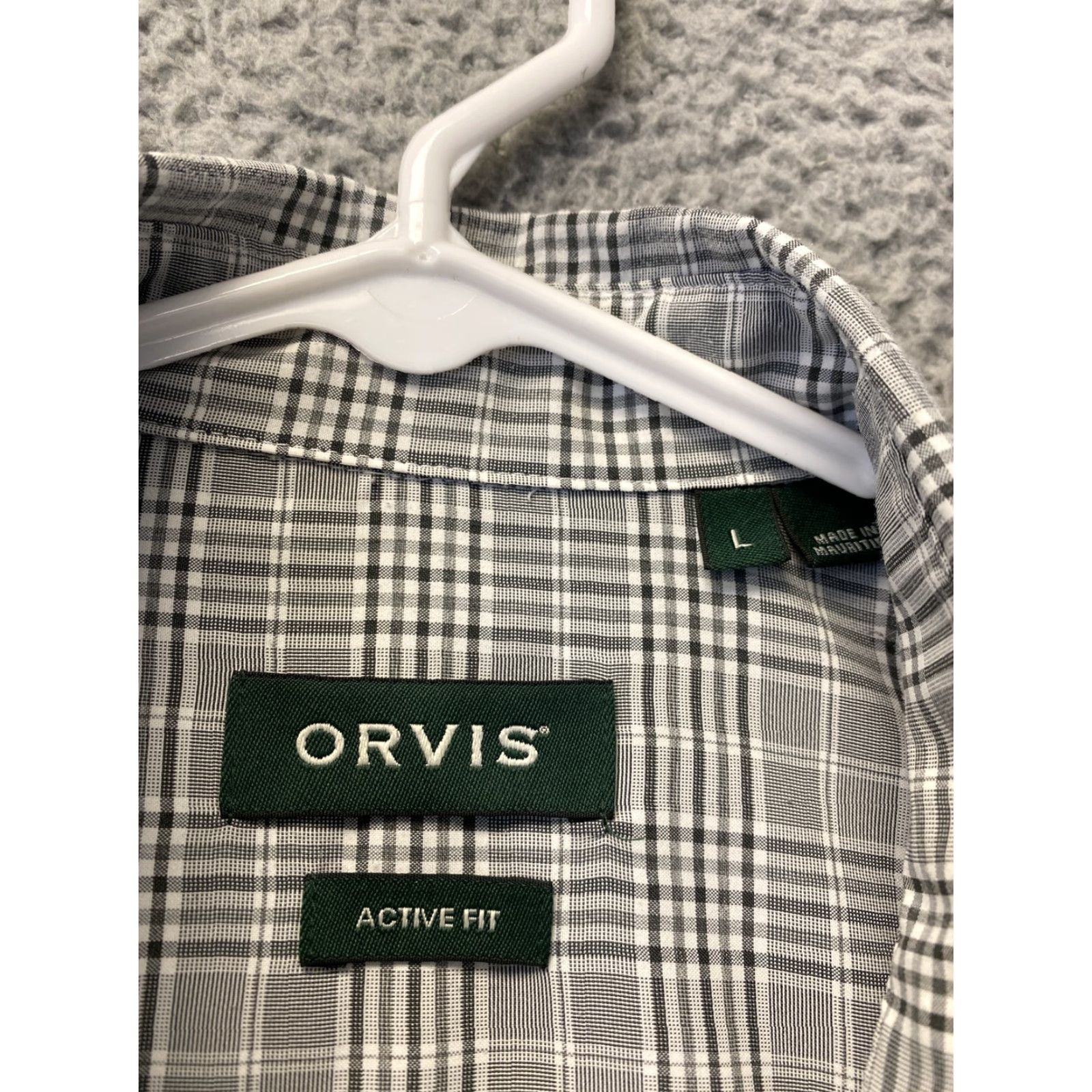 Orvis VINTAGE? No — ORVIS Active Fit Shirt Men L Gray Plaid Button-Up Short Sleeve Lightweight 101-28 Mens Size US L / EU 52-54 / 3 - 4 Thumbnail