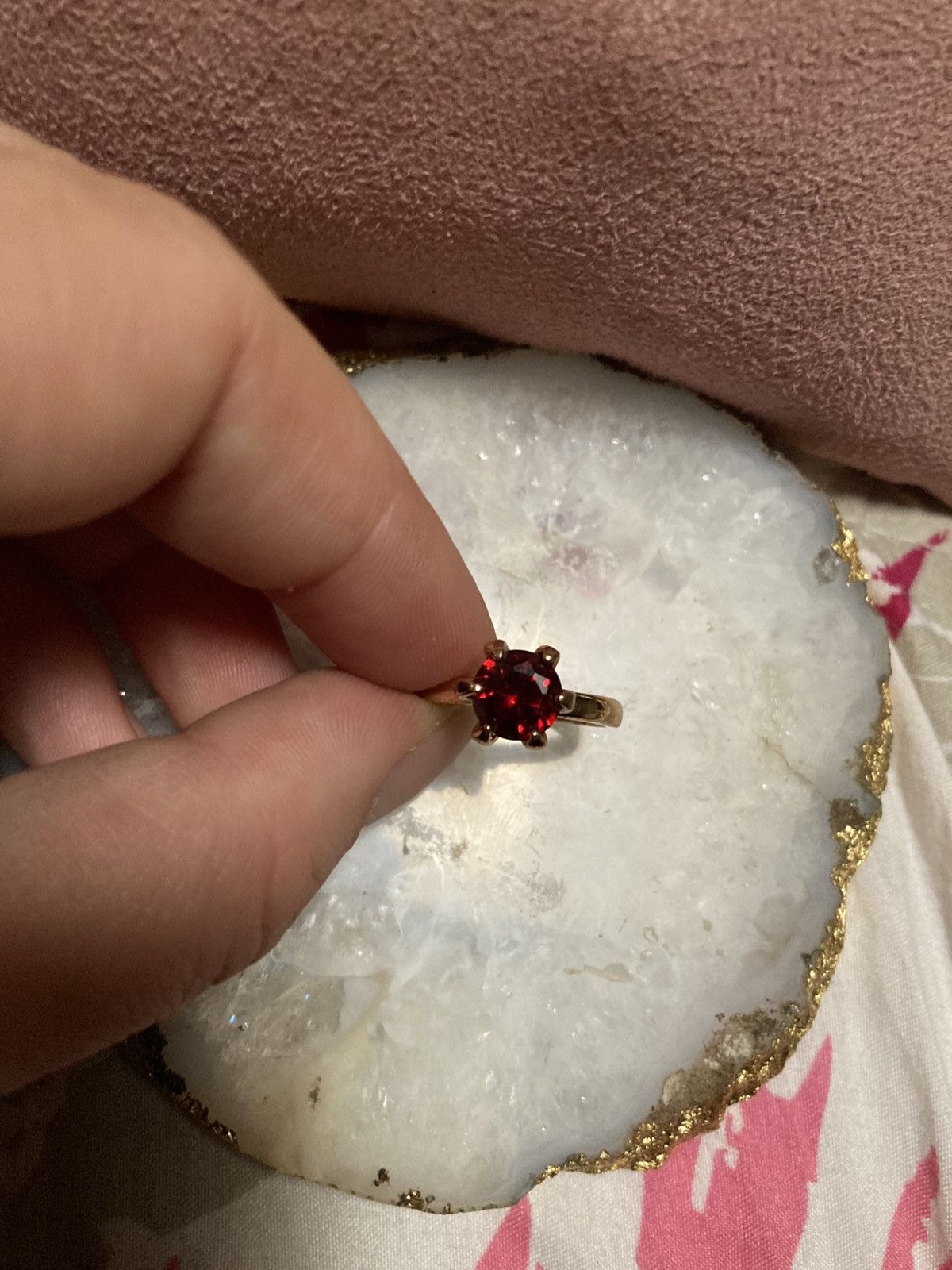 Other Red gemmed gold plated ring Size ONE SIZE - 1 Thumbnail