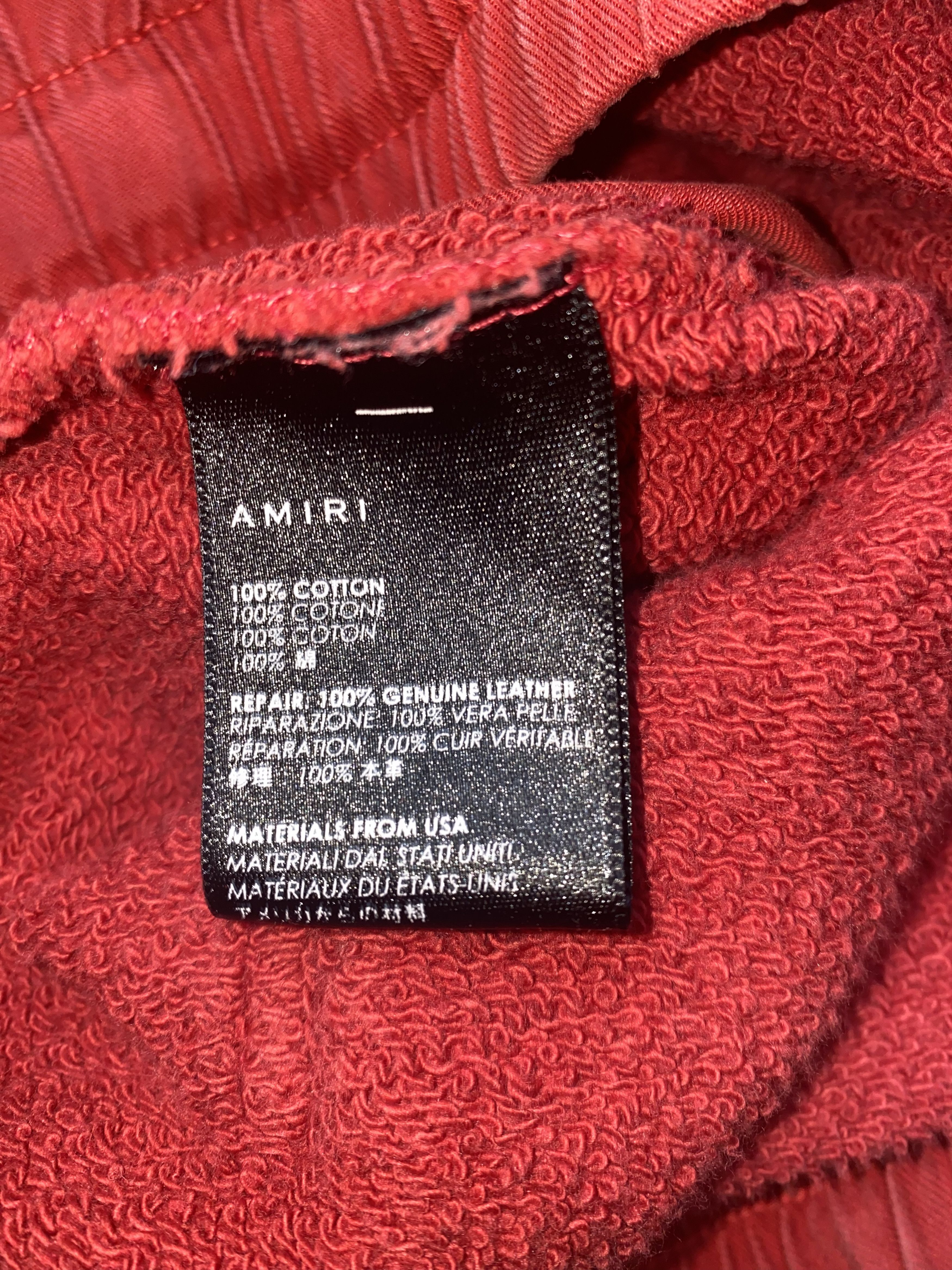 Amiri AMIRI MX1 Red Destroyed Leather Panel Cotton Sweatpants Size US 36 / EU 52 - 7 Thumbnail