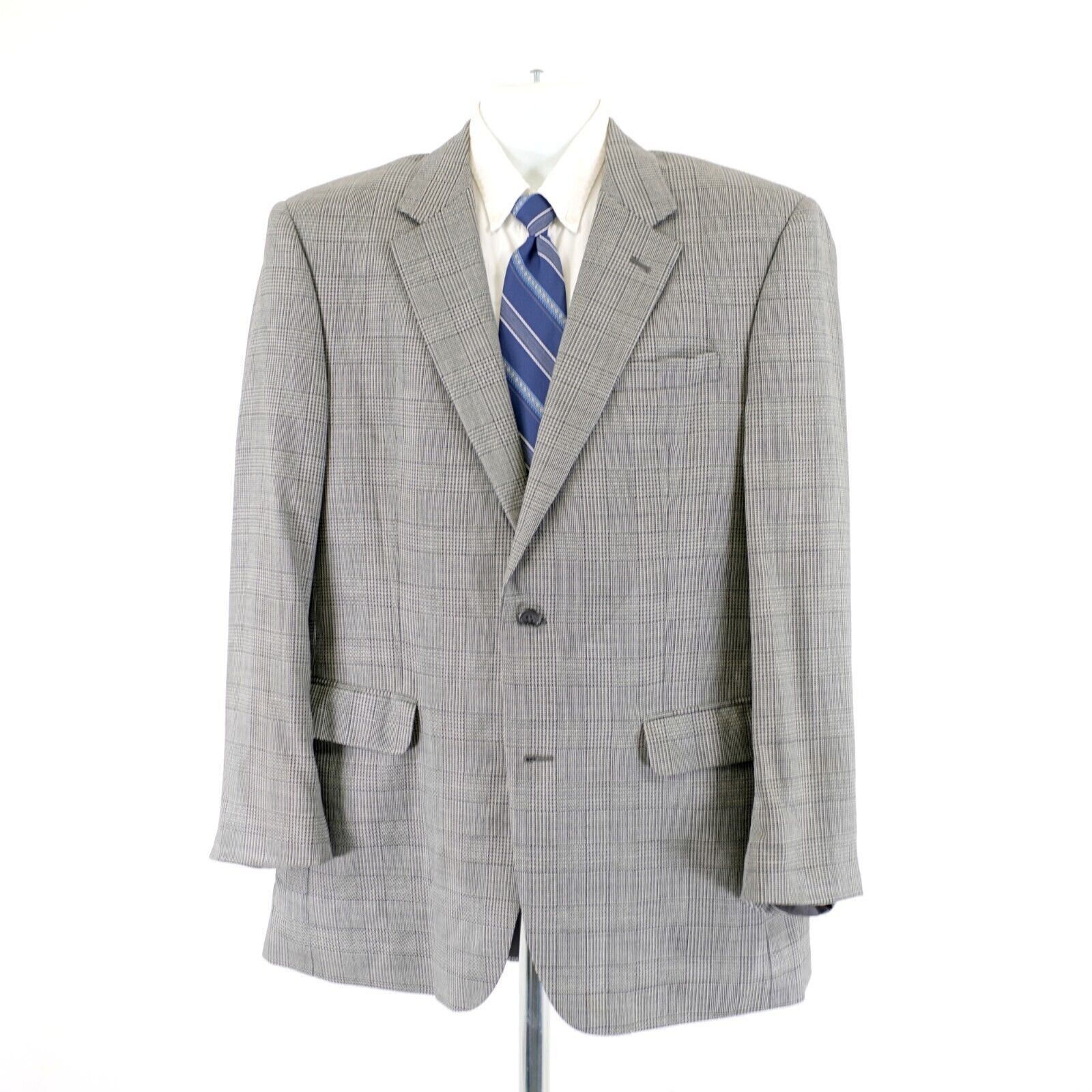 Jos. A. Bank Jos A Bank Silk Wool Gray Glen Plaid 42L Sport Coat / Blazer Size 42L - 4 Thumbnail