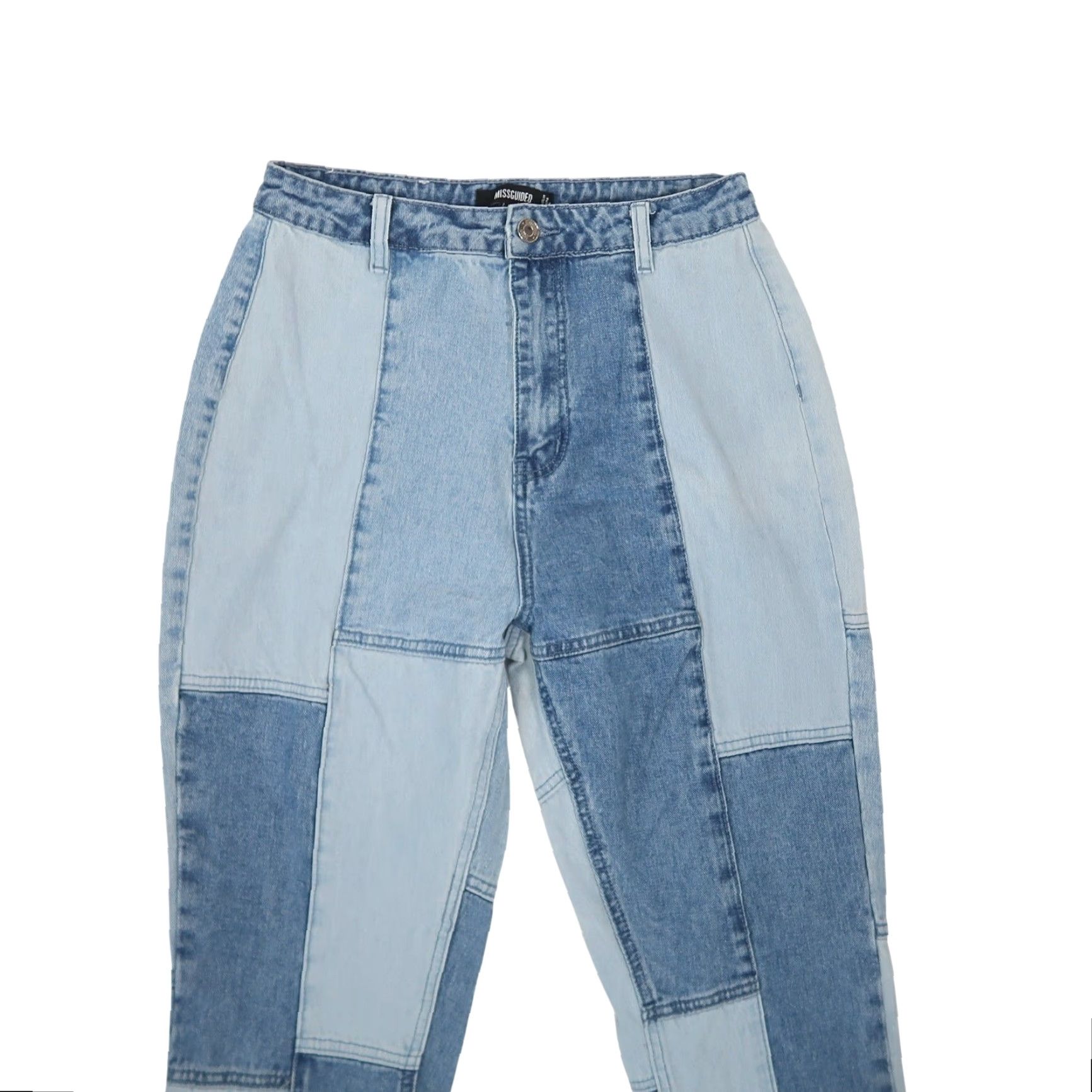 Missguided Missguided Blue Patchwork Denim High Rise Slim Straight Leg Jeans 6 Womens Jeans B blue patchwork denim high rise slim straight leg Size 28" / US 6 / IT 42 - 3 Thumbnail