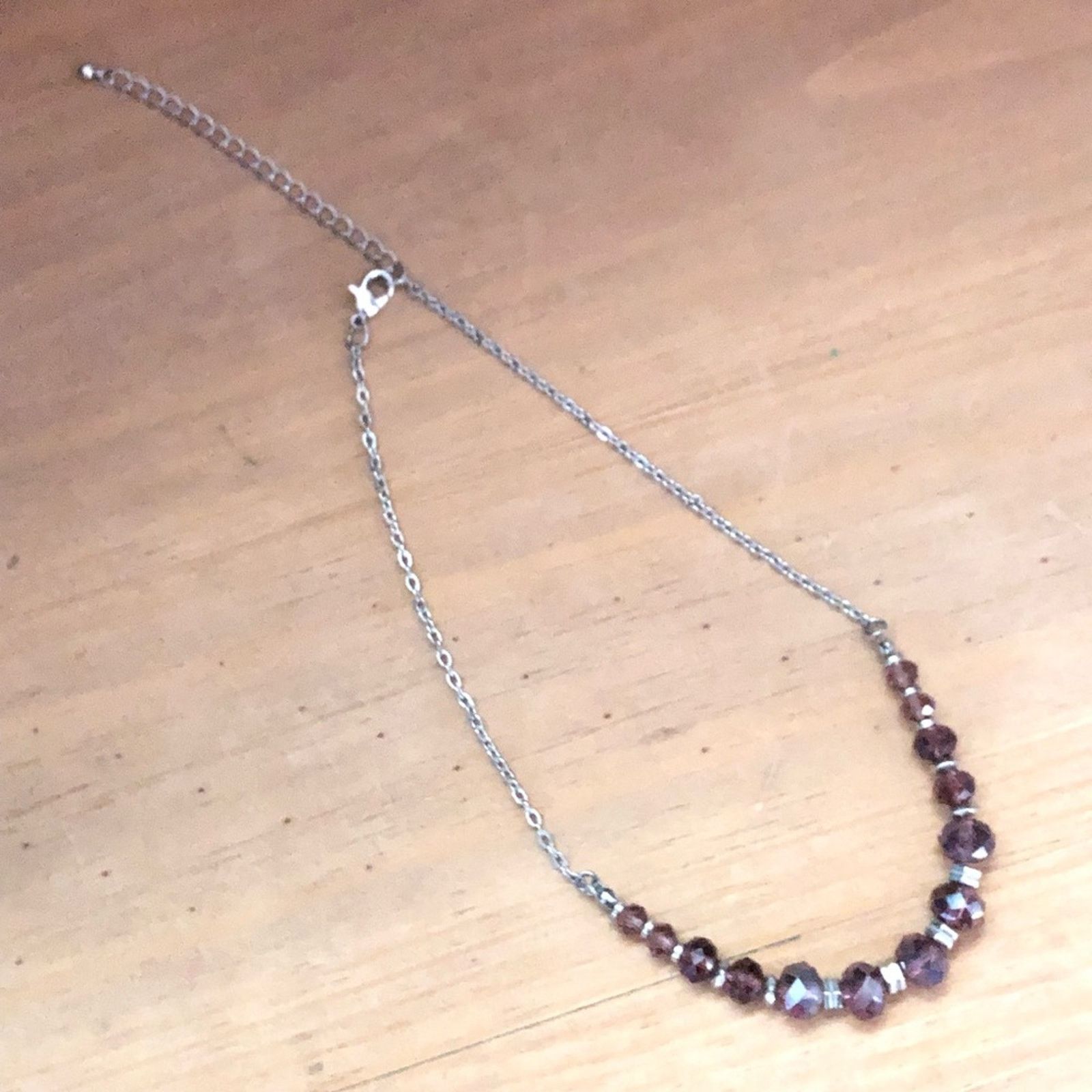 Jewelry Mauve faceted aurora borealis glass crystal chain necklace Size ONE SIZE - 6 Thumbnail