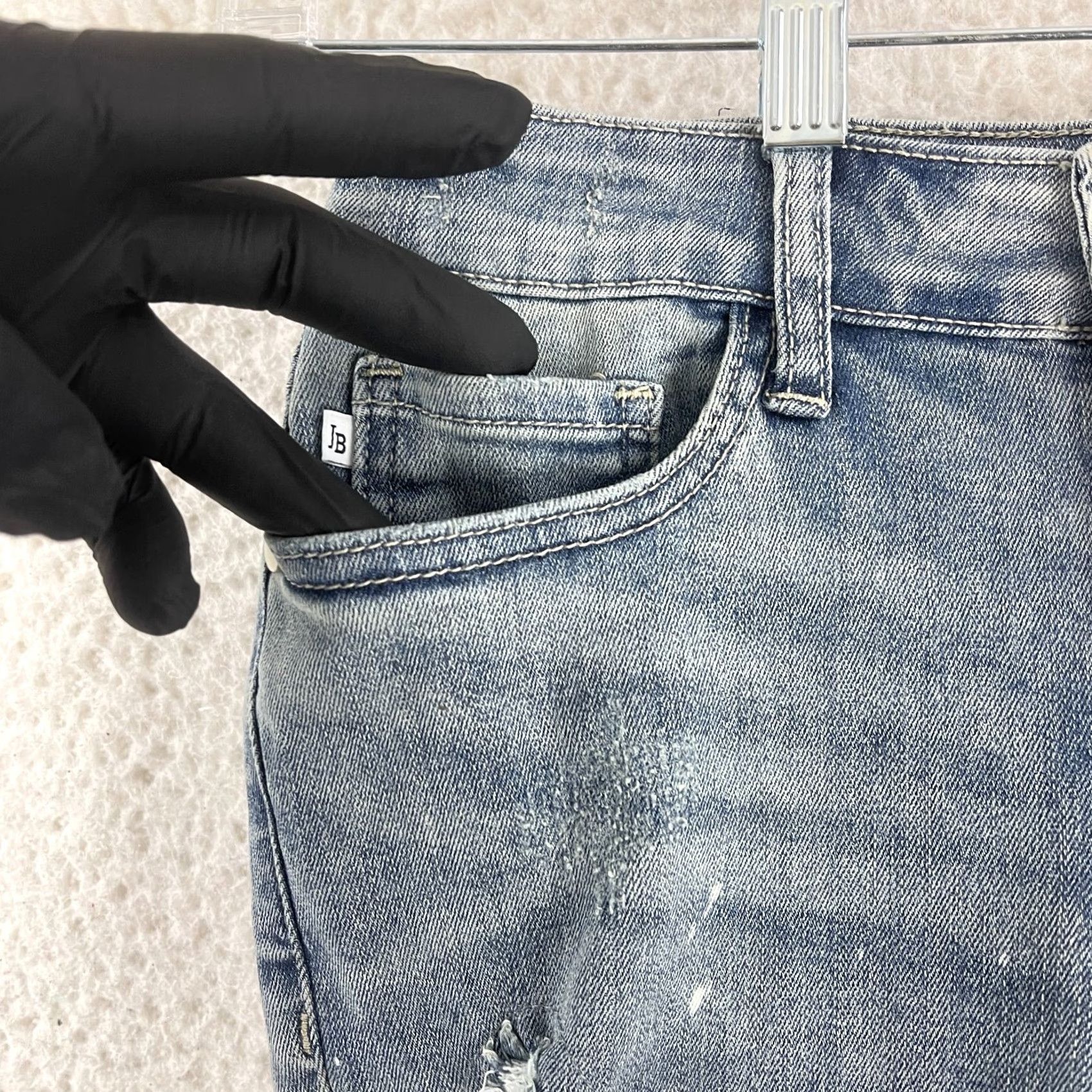 Denime Judy Blue Jeans Skinny Womens Size 26 Denim Mid-Rise Distressed Blue 5-Pocket Inseam 27"} Size 26" / US 2 / IT 38 - 4 Thumbnail