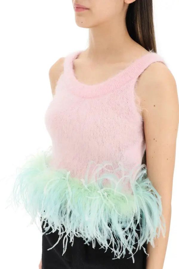 Saint Laurent Paris o1s1wg111024 Tank Top in Mohair and Feathers in Multicolor Size XS / US 0-2 / IT 36-38 - 5 Thumbnail